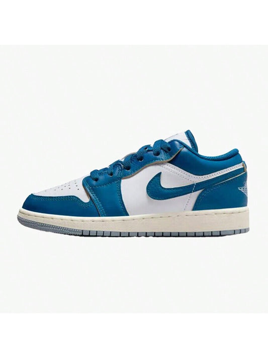 Jordan Air Jordan 1 Retro Low-Top Anti-Skid Basketball Shoes GS White/Blue FN9137-141