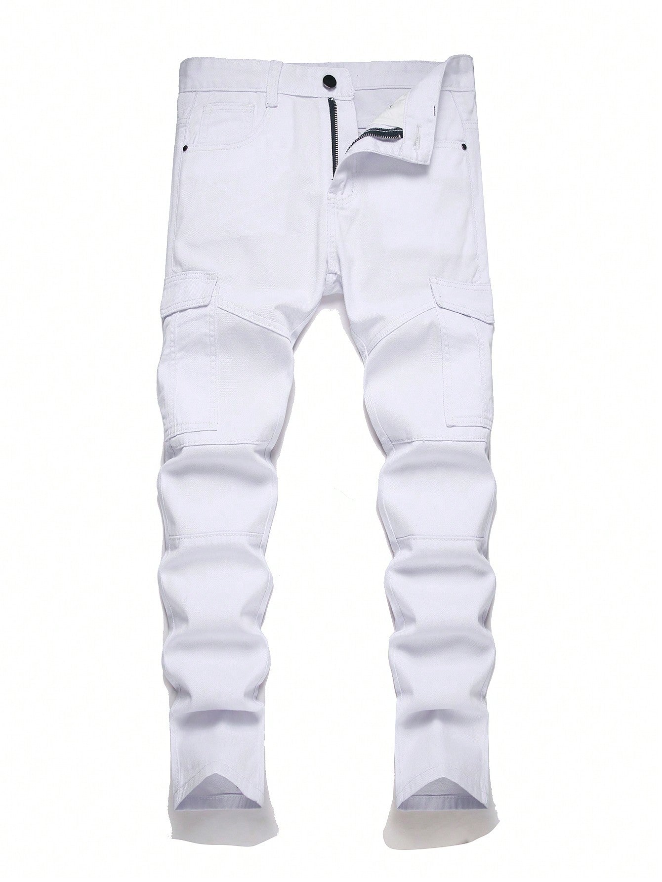 Teen Boy White Slim Straight Leg Jeans With Side Pockets