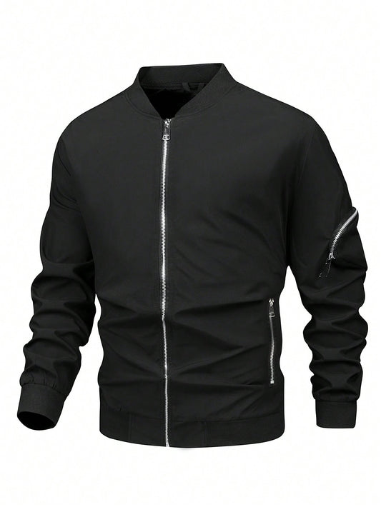 Men Plus Zip Up Bomber Jacket