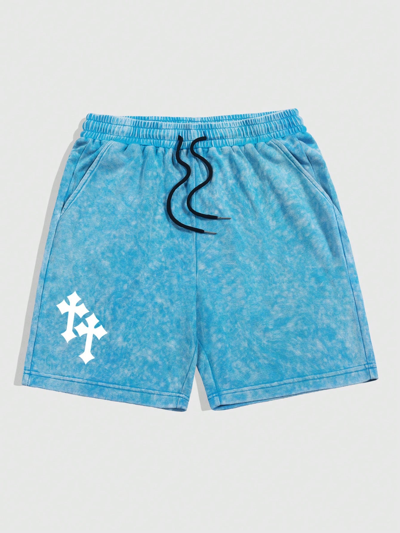 Street Life Men'S Cross Print Drawstring Waist Shorts