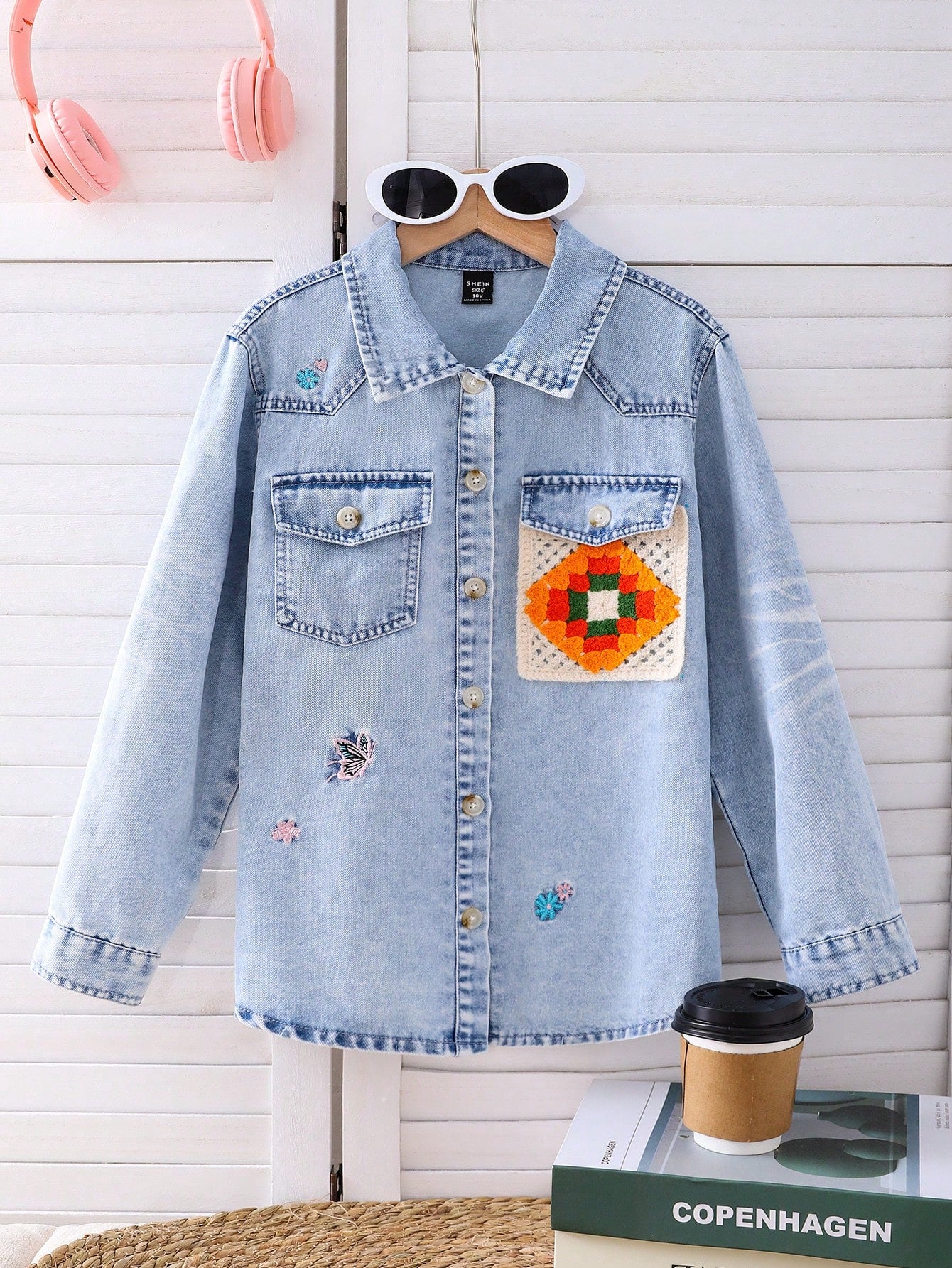 Streecool Kids Girls' Light Colored Casual Loose Knit Denim Jacket