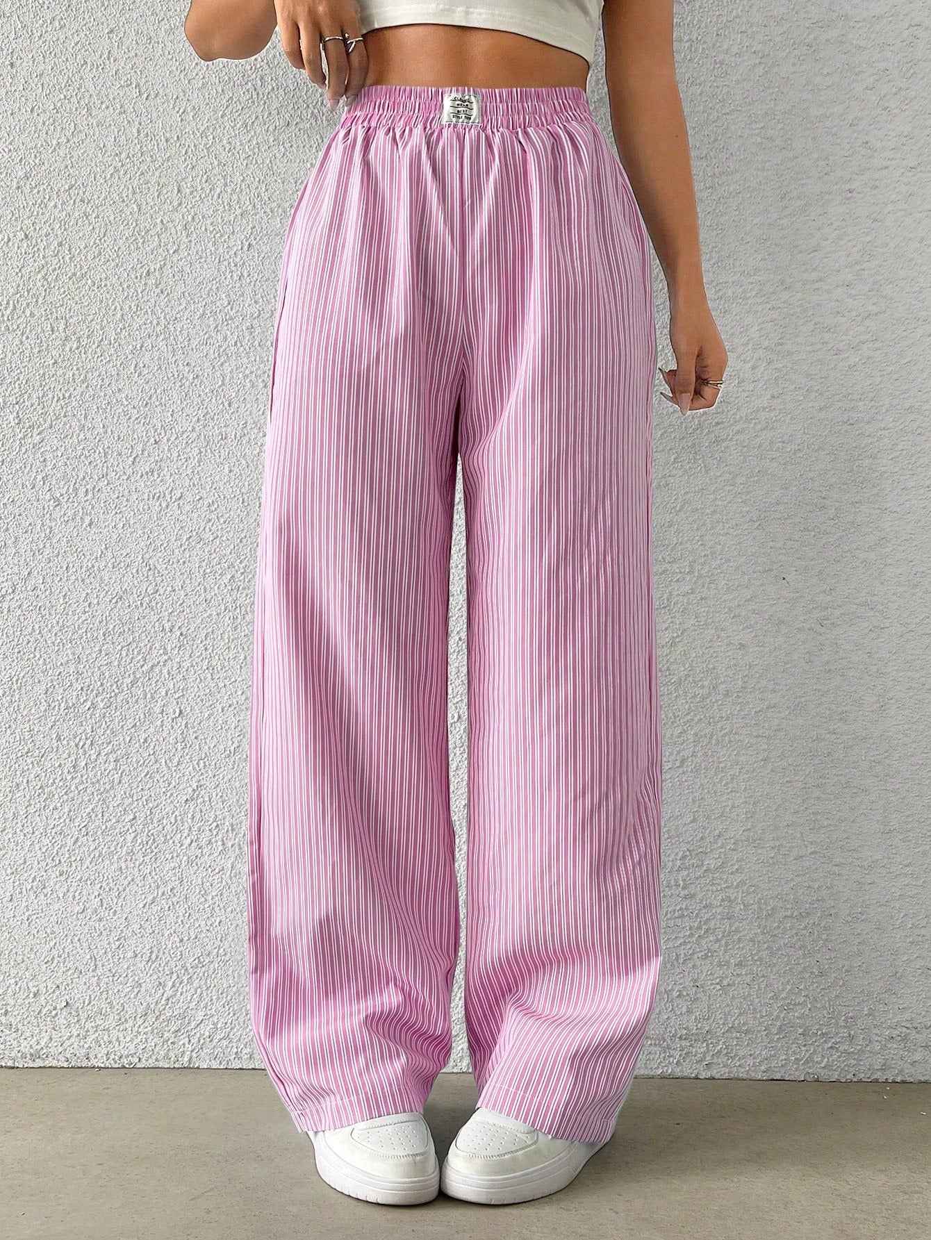 Women's Fashionable Striped Loose Straight Wide Leg Pants