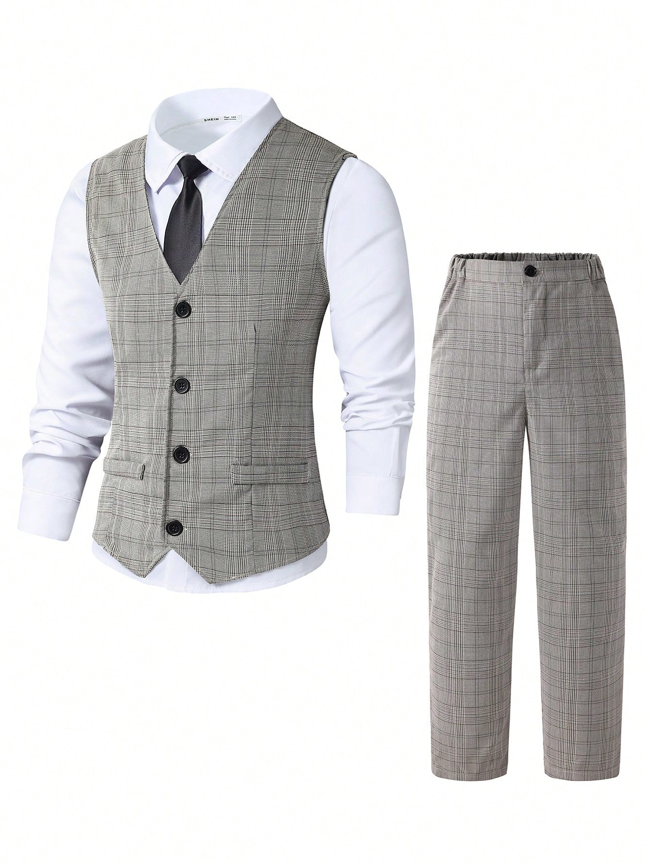 2pcs Teen Boy Gentleman Suit Including Vest And Long Dress Pants, Elegant And , Ideal For Birthday Parties, Evening Shows, Weddings, Etc.