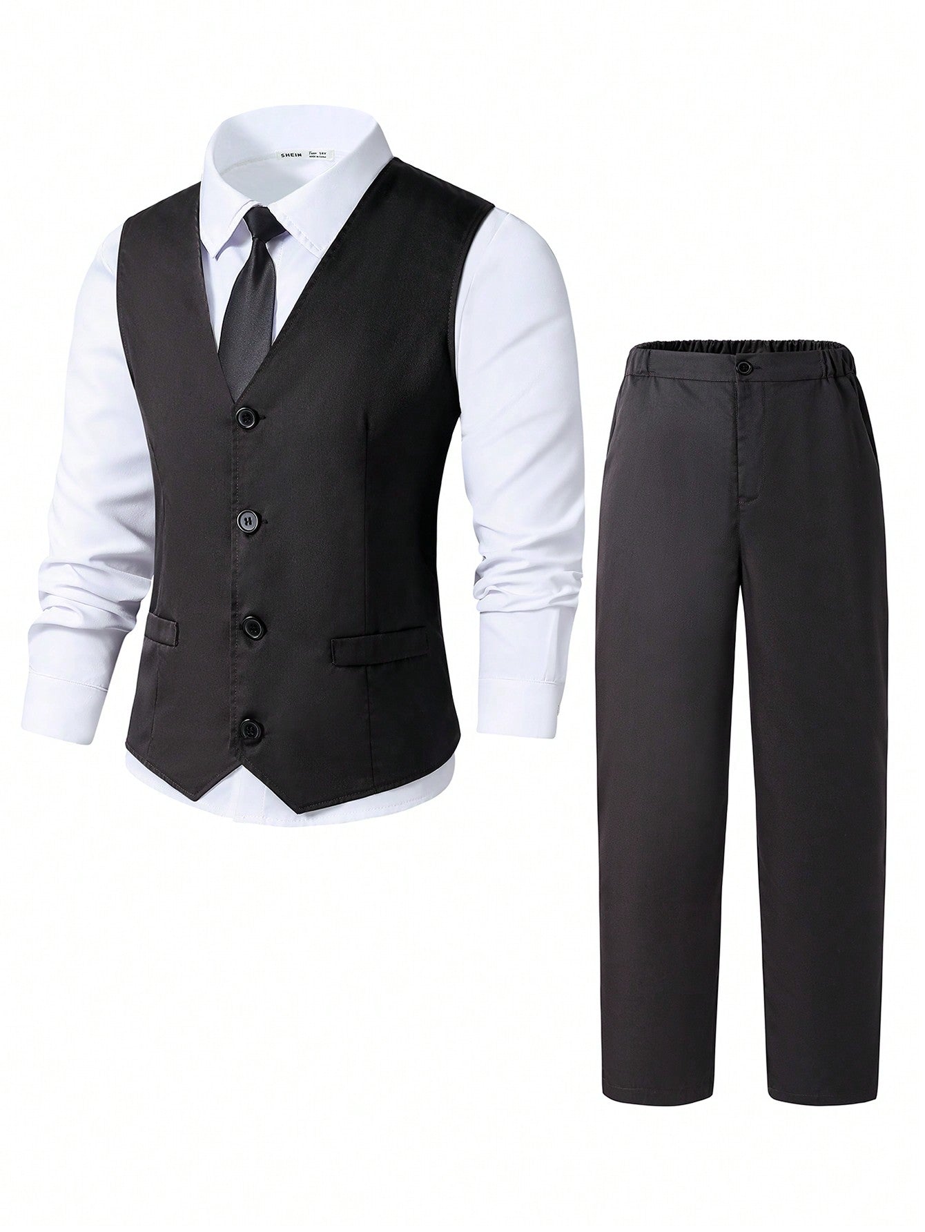 2pcs Teenage Boys' Gentleman Formal Suit, Vest And Long Dress Pants For Birthdays, Parties, Performances And Weddings Season