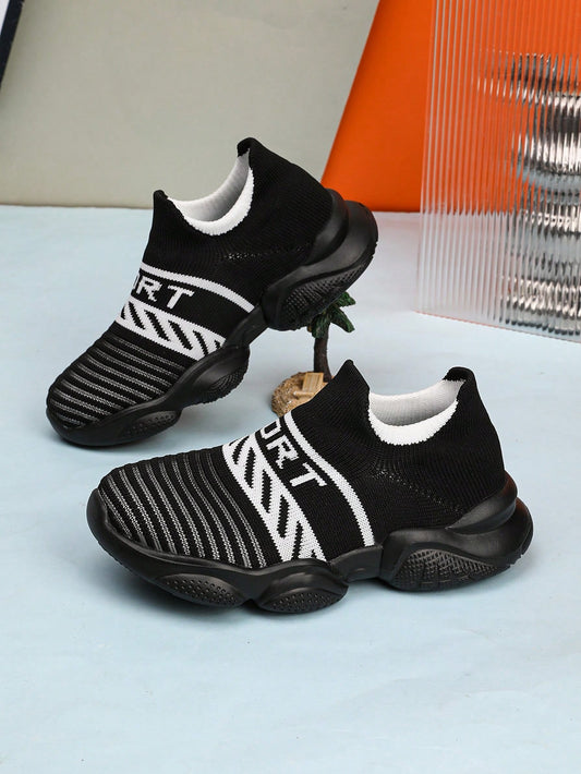 New Knitted Casual Sneakers For Big Kids, Soft Comfortable Running Shoes