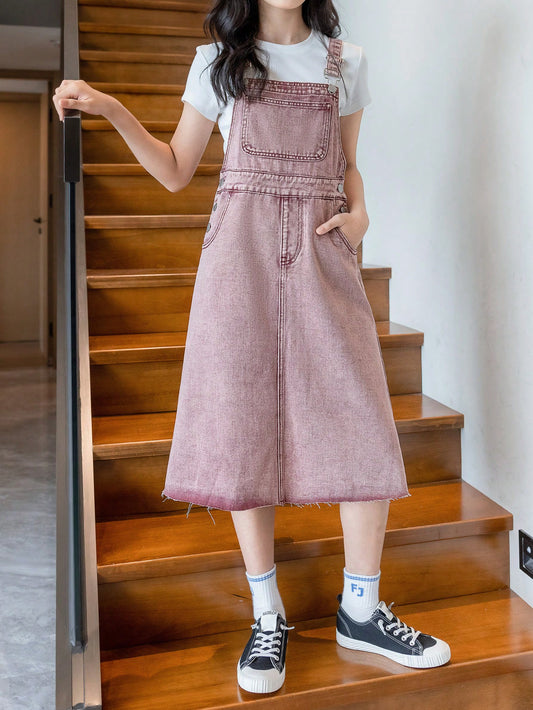 Girls' (Big) Denim Overall Dress, New Casual Fashion Design, Stone Washed