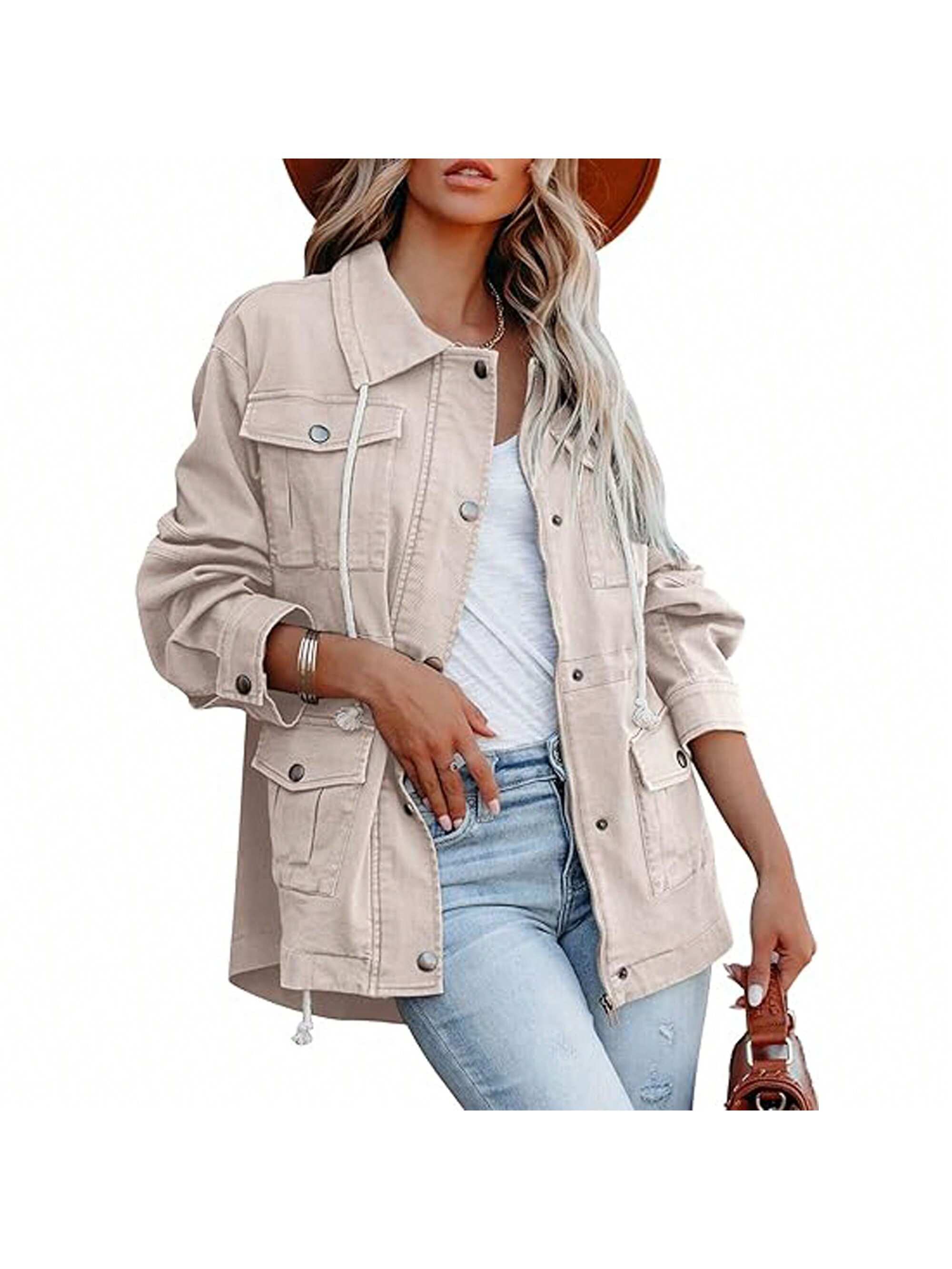 PiePieBuy Womens Military Anorak Jacket Zip Up Snap Buttons Lightweight Safari Utility Coat Outwear With Pockets 4.0 4.0 Out Of 5 Stars    355 Ratings | Search This Page