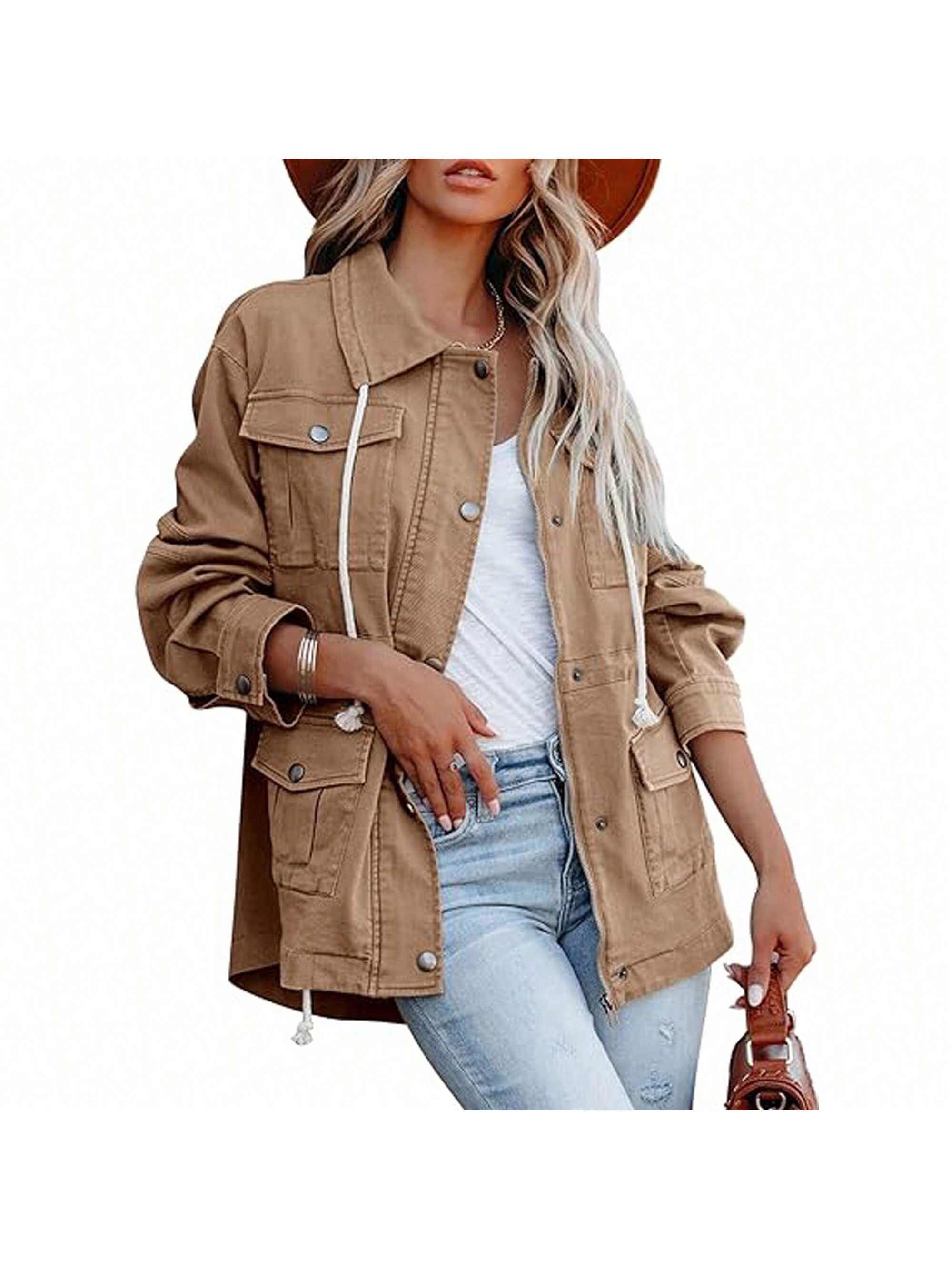 PiePieBuy Womens Military Anorak Jacket Zip Up Snap Buttons Lightweight Safari Utility Coat Outwear With Pockets 4.0 4.0 Out Of 5 Stars    355 Ratings | Search This Page