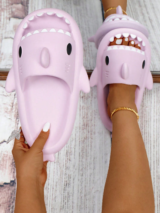 New Fun Shark Thick-Soled Beach Slippers Women's Flat Slippers