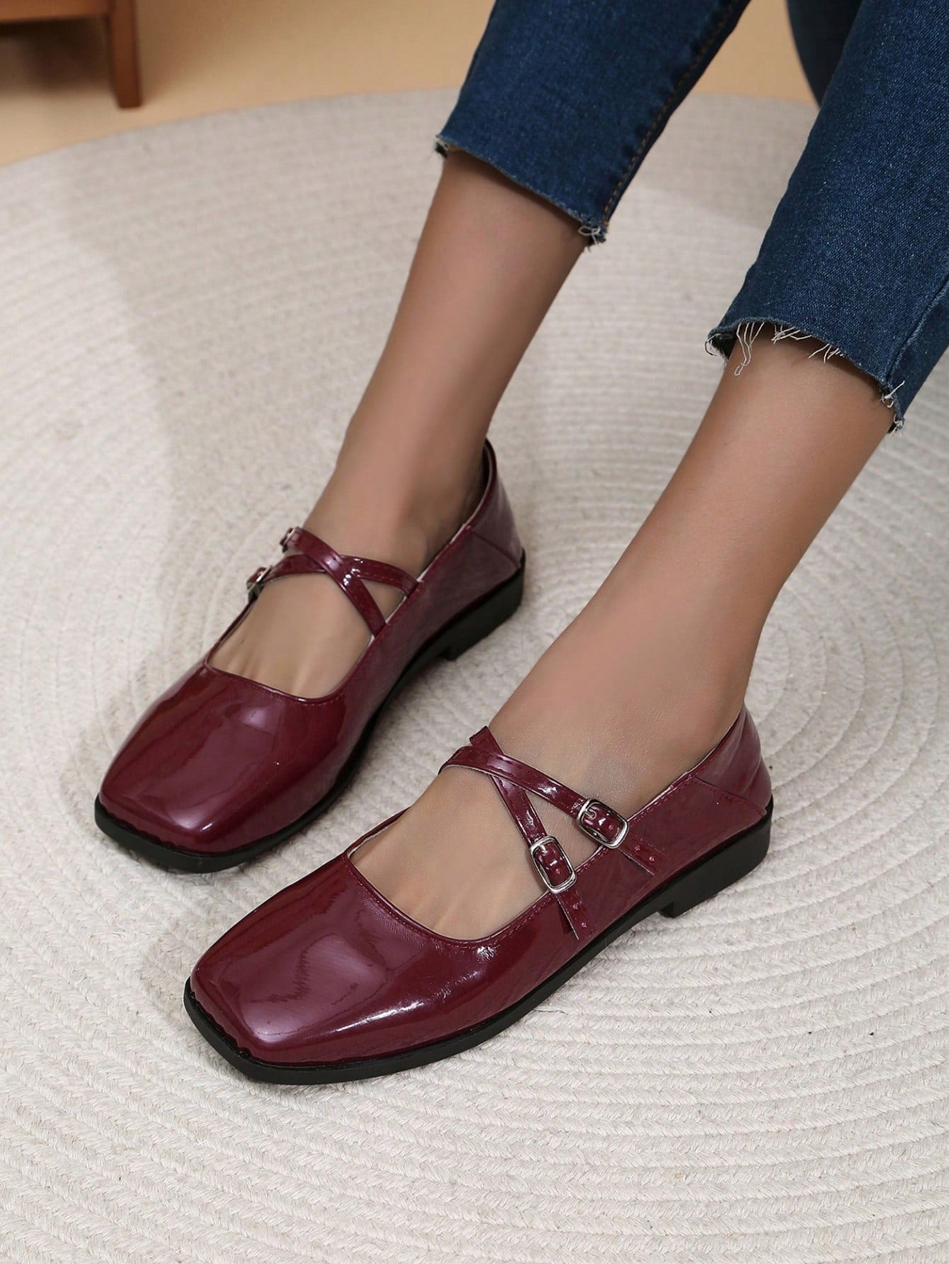 Women's Ballet Style Retro Chinese Mary Jane Flats With Soft Square Toe And Flat Sole, 2024 Spring/Summer New Arrival