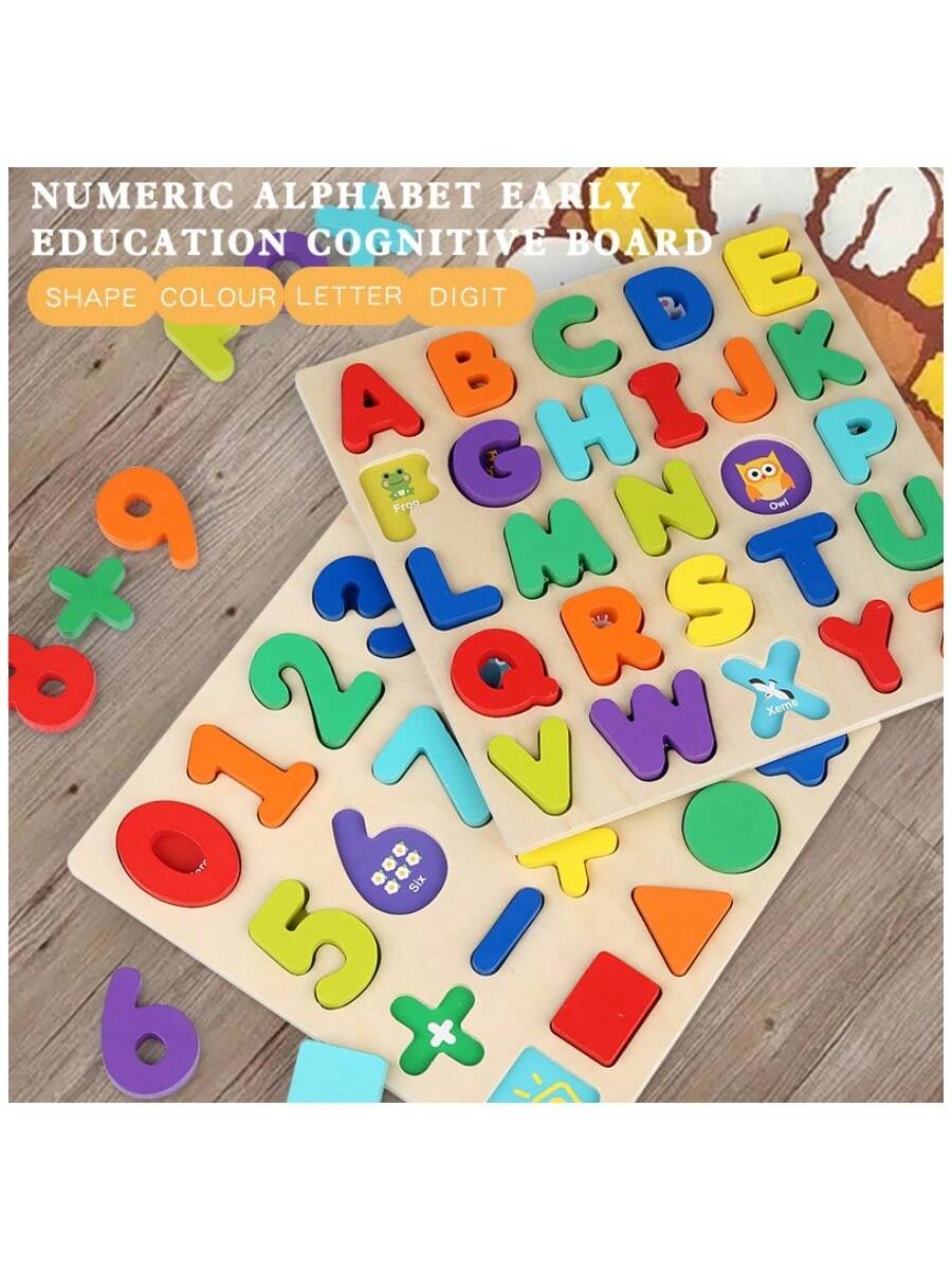 1pc Children's Digital Puzzle Building Blocks Early Education Alphabet Shape Matching Board Game Toy For Boys And Girls