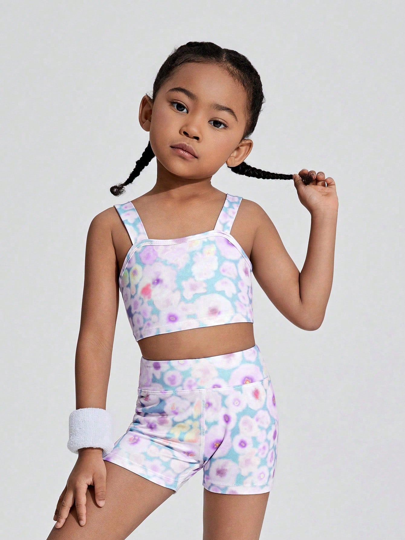 Girls Tie Dye Active Tank & Short Set For Dailywear