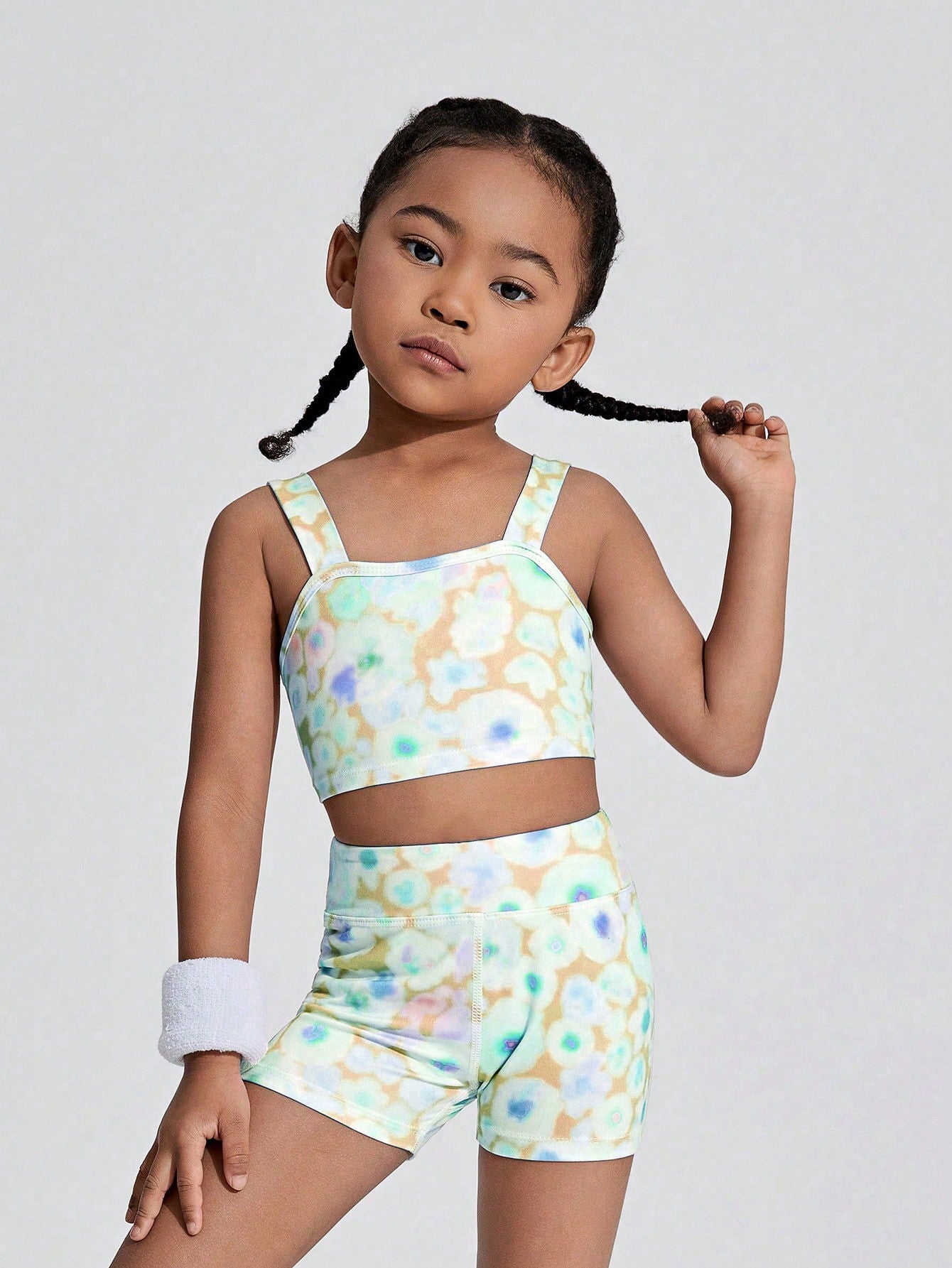 Girls Tie Dye Active Tank & Short Set For Dailywear