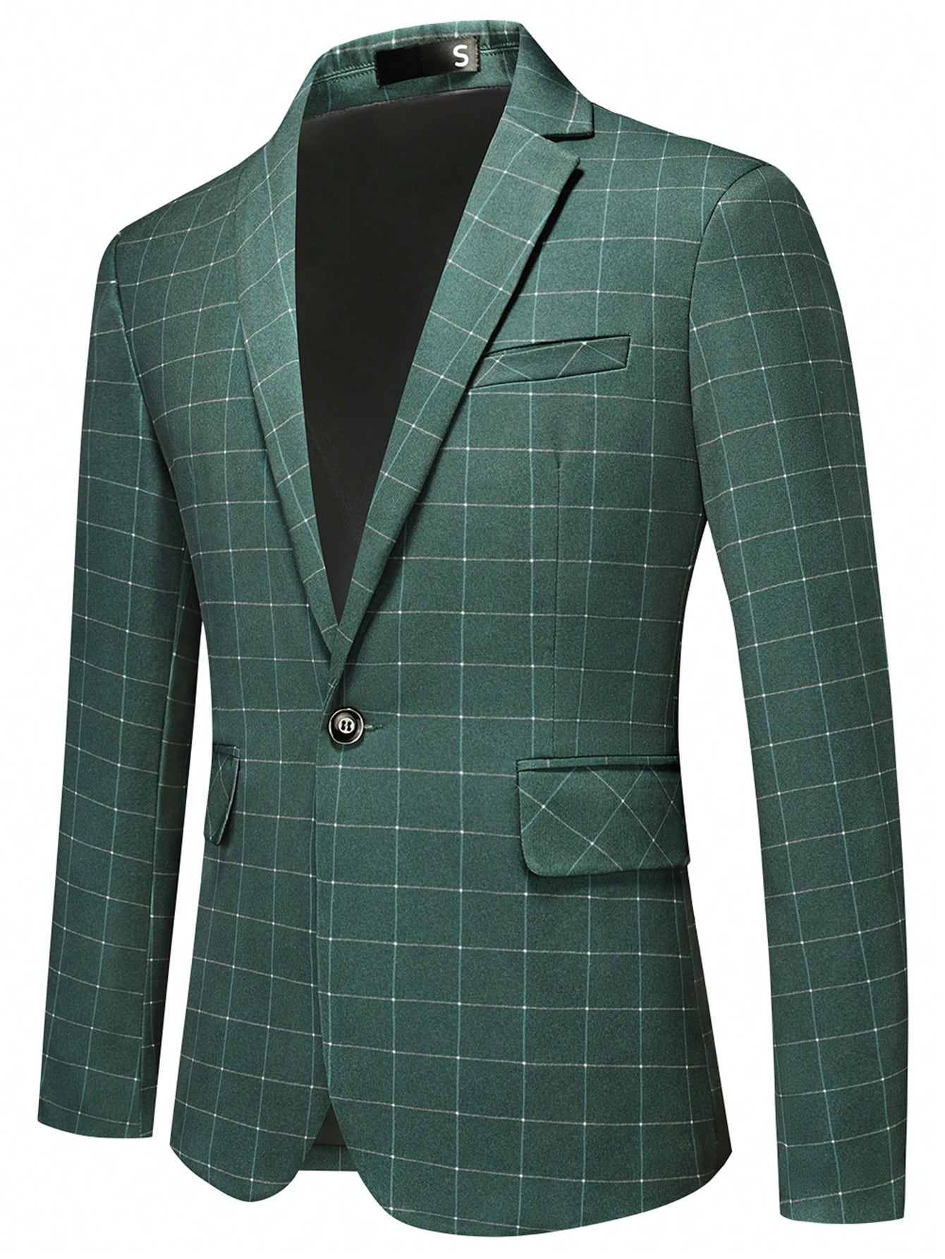 Men Plaid Single Button Blazer For Work