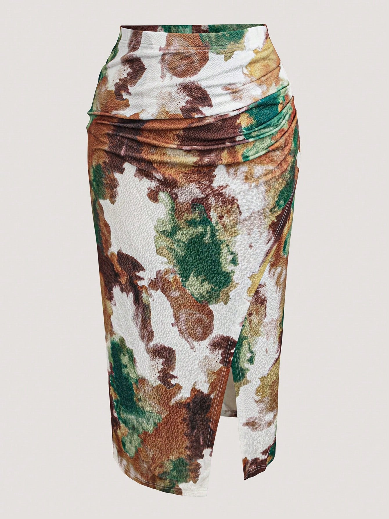 Mulvari Plus Tie Dye Ruched Split Thigh Skirt