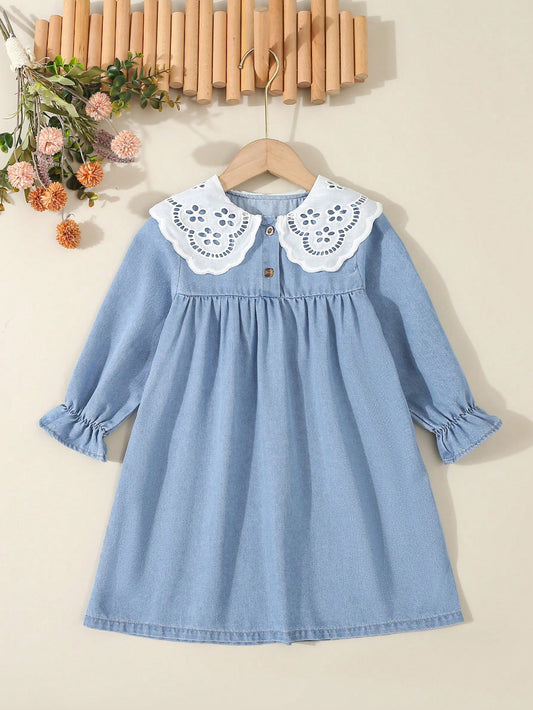 Girls' (Toddler) Simple And Comfortable Denim Dress, Casual