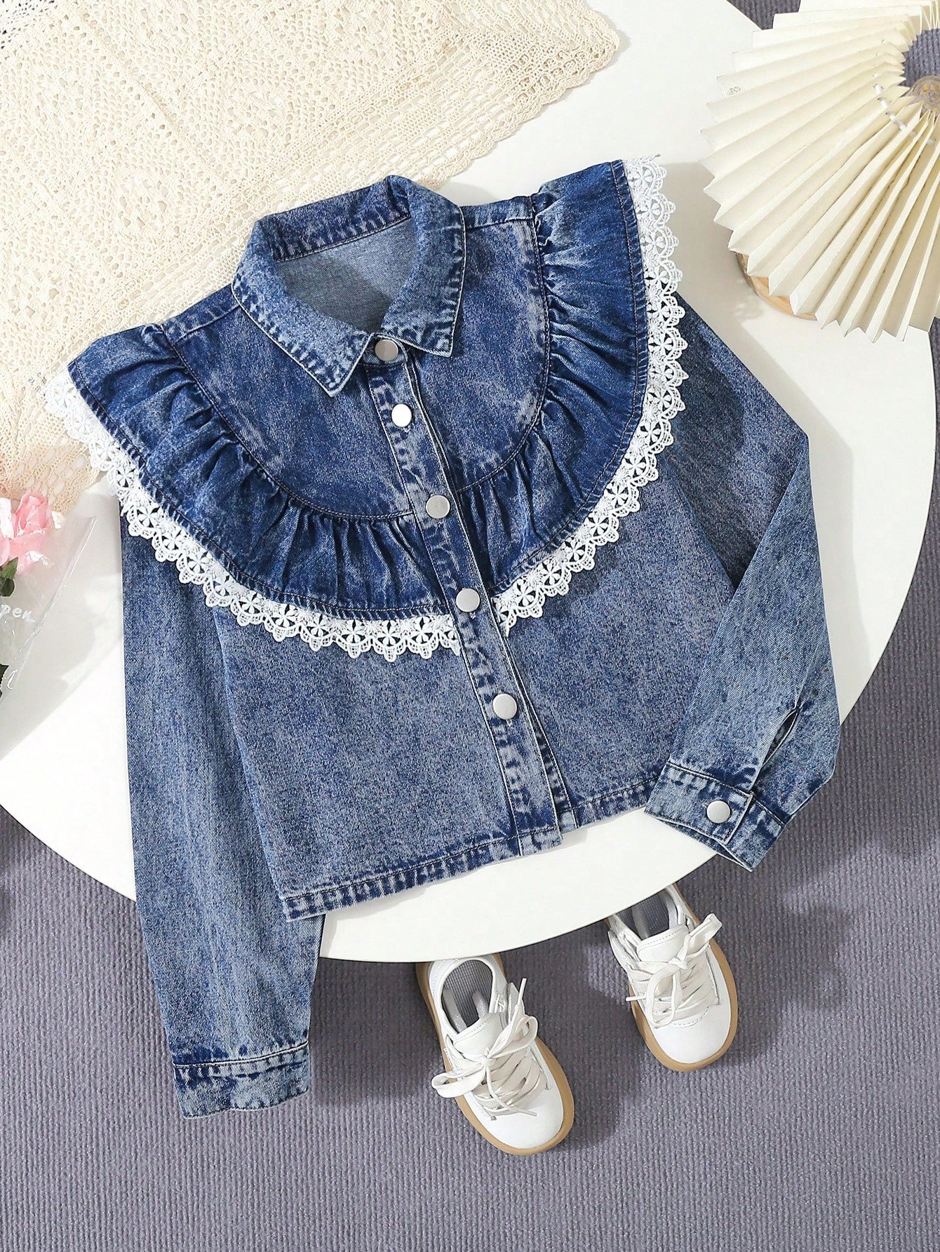 Girls' (Big) Simple And Fresh Casual Denim Jacket