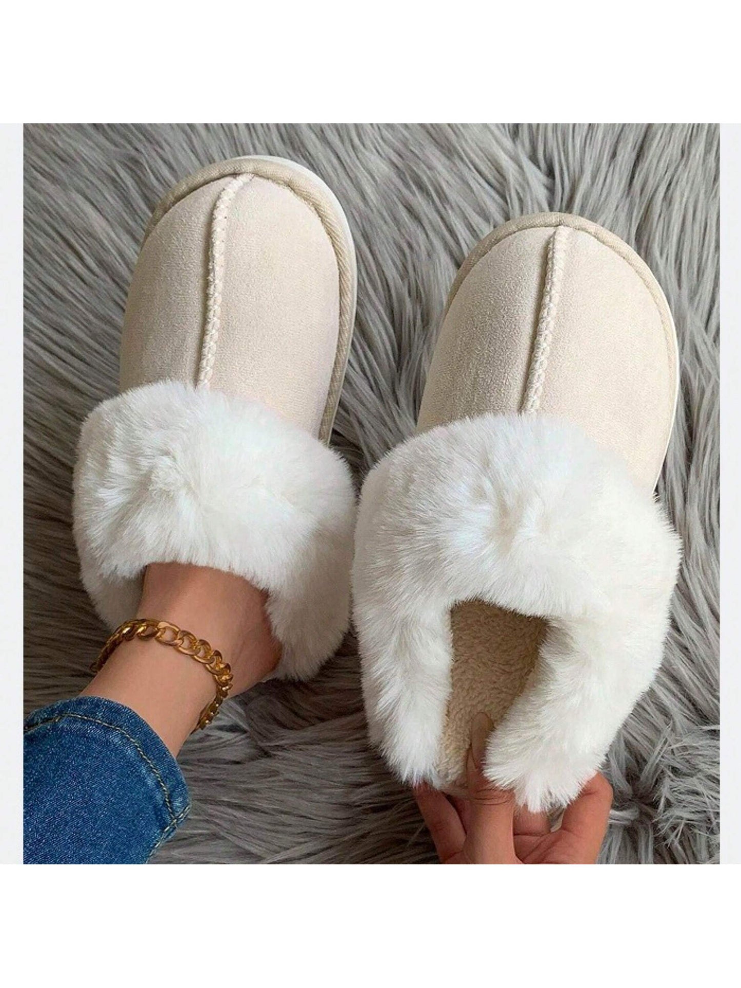 BenBoy Slippers For Womens Fluffy Slippers Warm Soft House Slippers Non-Slip Indoor Outdoor