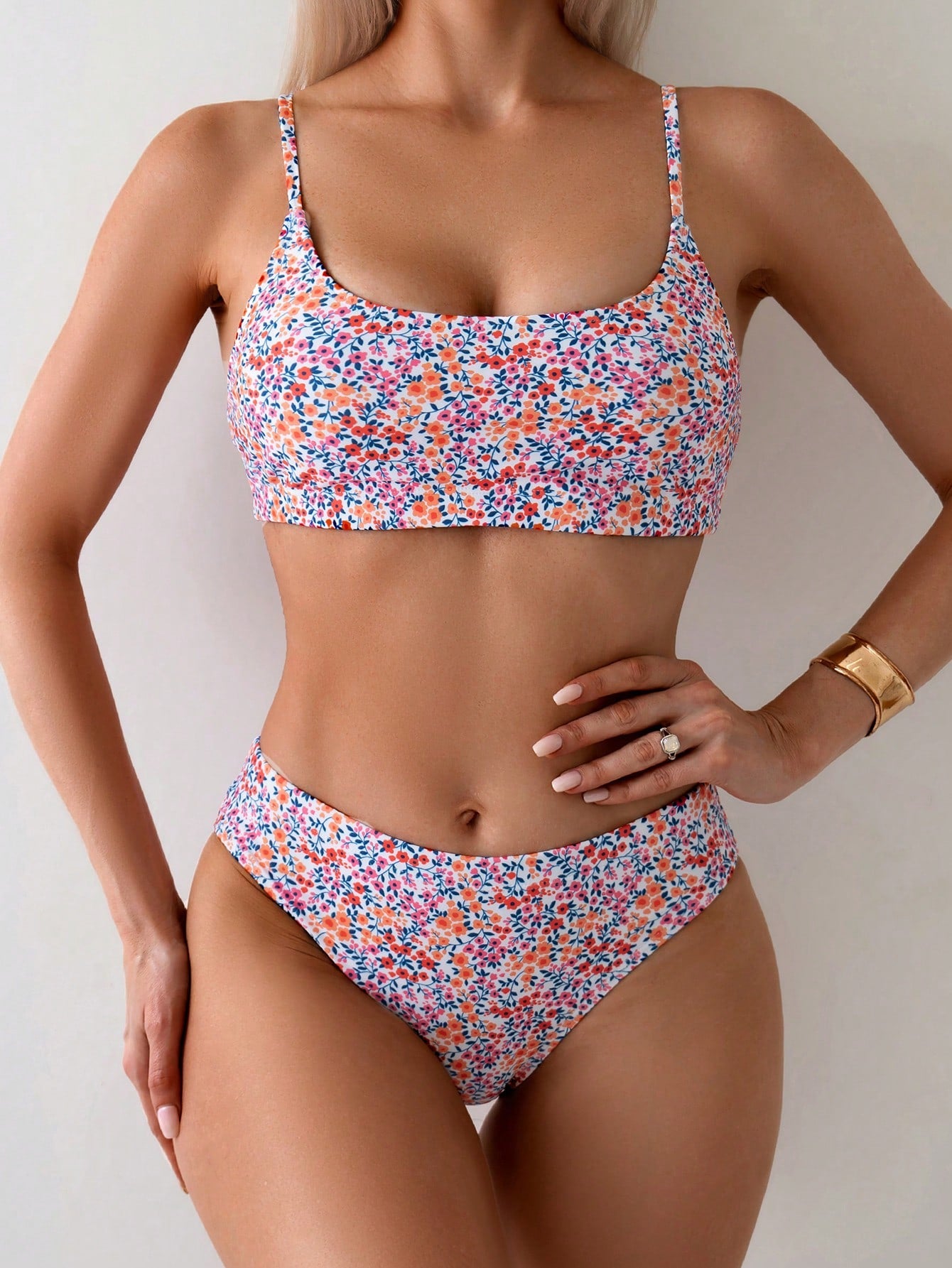 Swim Mod Summer Beach Ditsy Floral Print Bikini Set