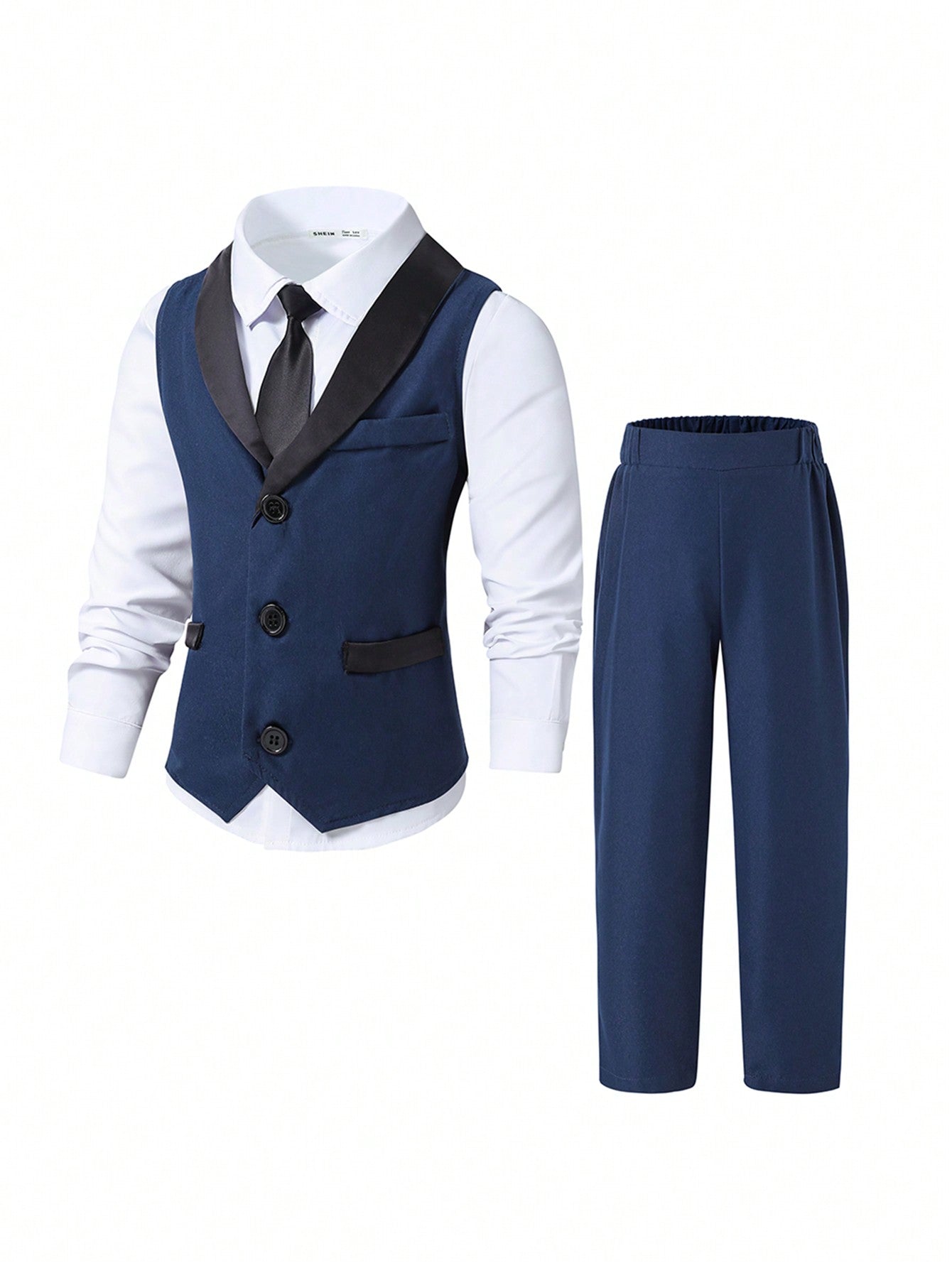 Blossomsprite Kids 2pcs Young Bov Gentleman Suit Vest + Pants Set For Formal Occasions Such As Weddings, Performances, Parties