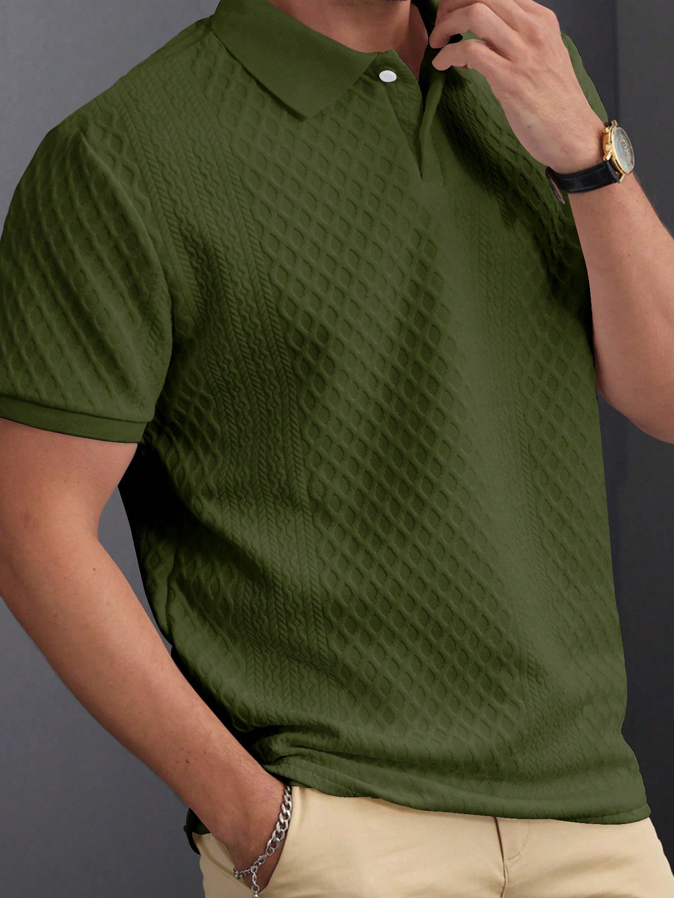 Men's Summer Solid Color Short Sleeve Casual Commute Polo Shirt