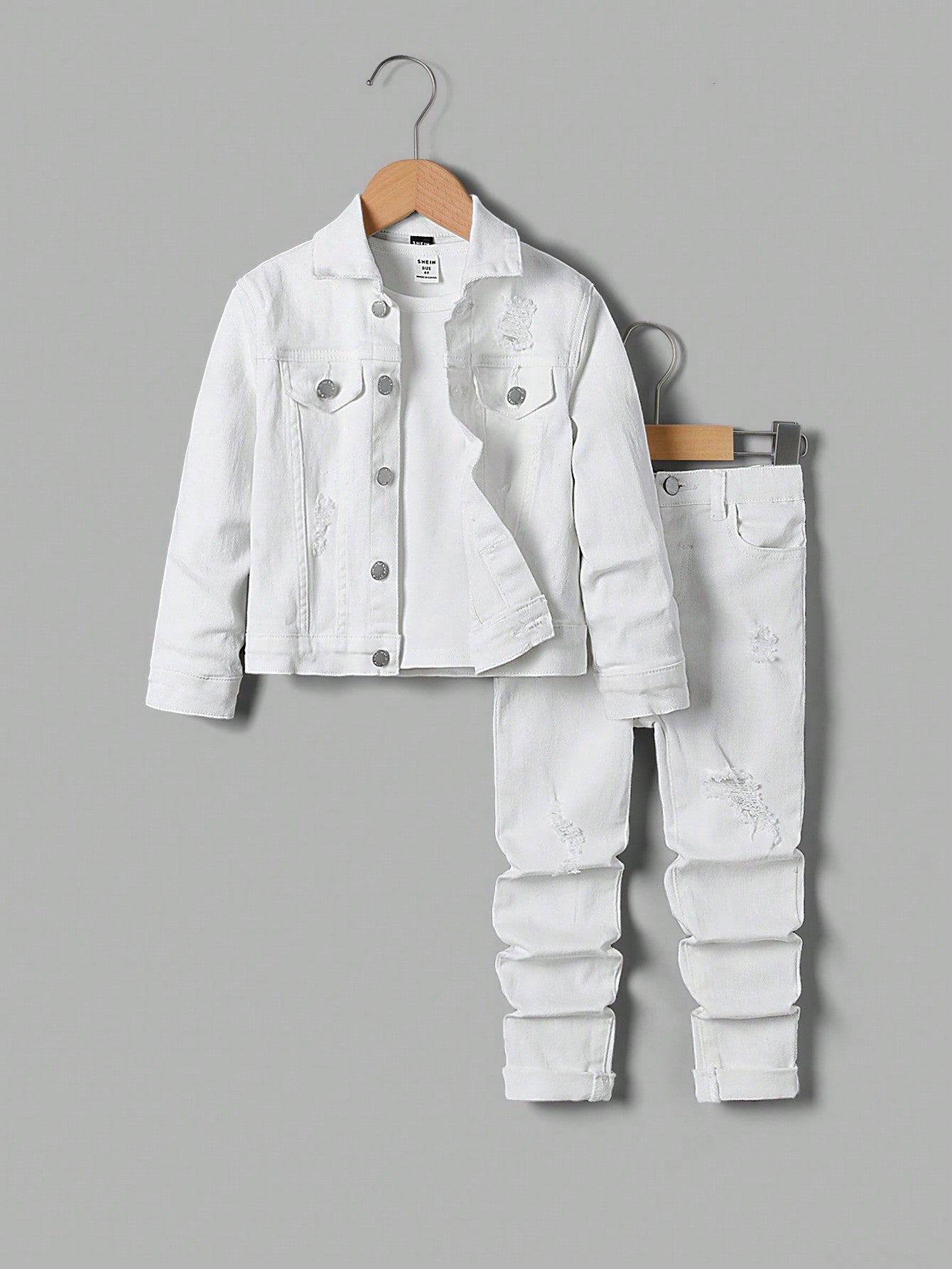 Young Boy 2pcs/Set Casual Loose Long Sleeve Denim Jacket And Jeans Set