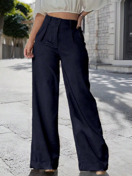 Women's Solid Color Wide Leg Casual Pants