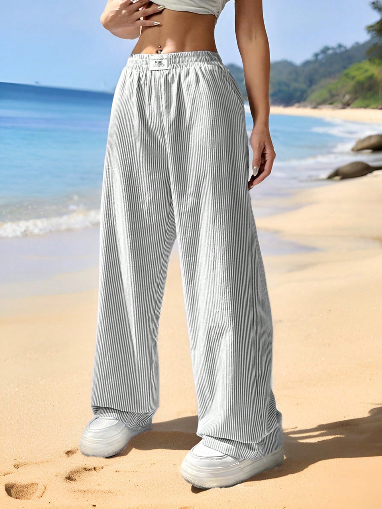 Apricot Linen Women's Wide Leg Pants