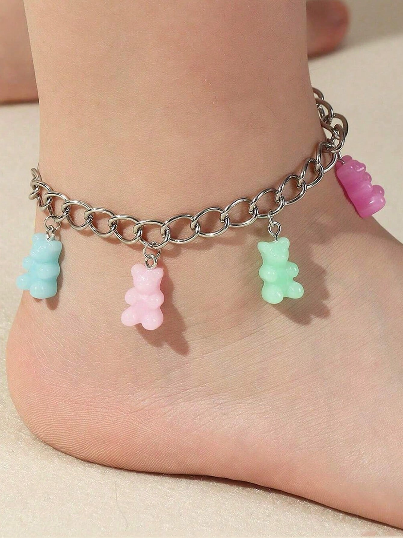 1pc Candy-Colored Bear Pendant Anklet For Children