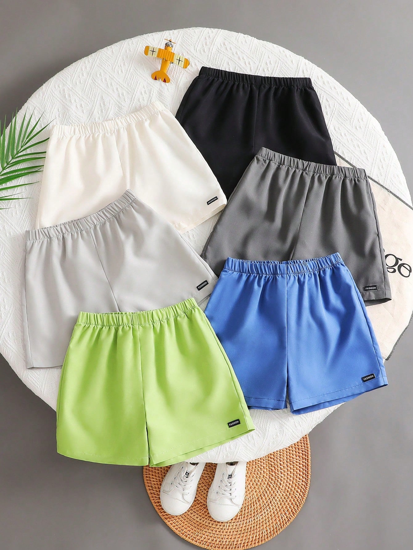 Young Boy Woven Shorts Solid Color 6pcs/Set