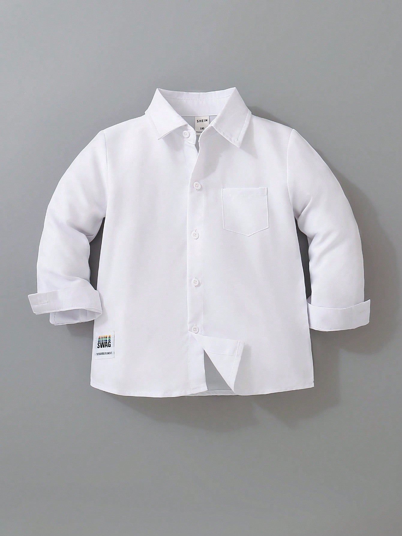 Young Boy Letter Patched Detail Pocket Front Shirt