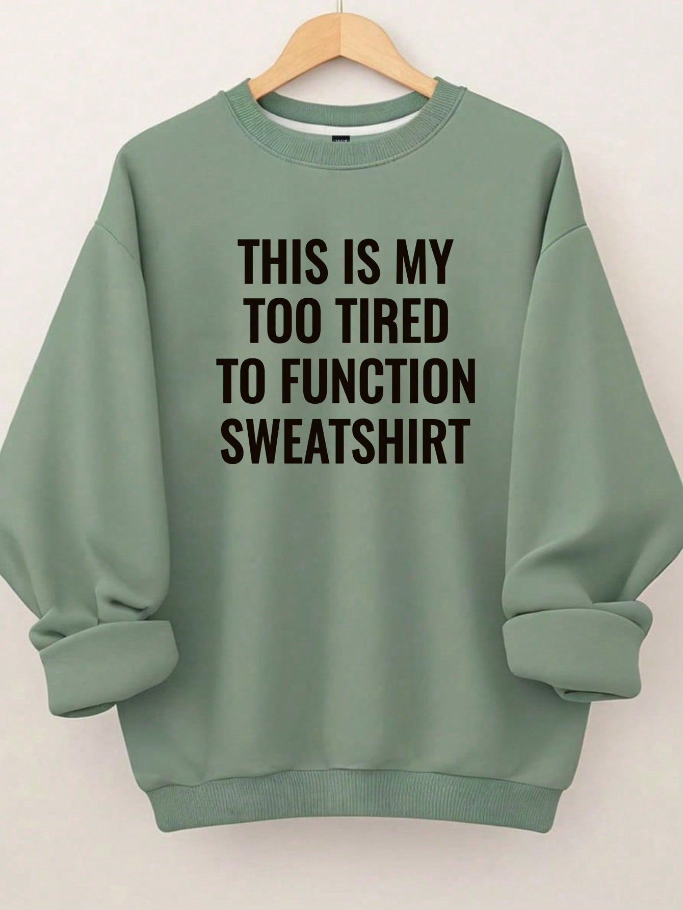 Plus Size Women's Fashion Sweatshirt Slogan Letters Pattern Printed Round Neck Sweatshirt