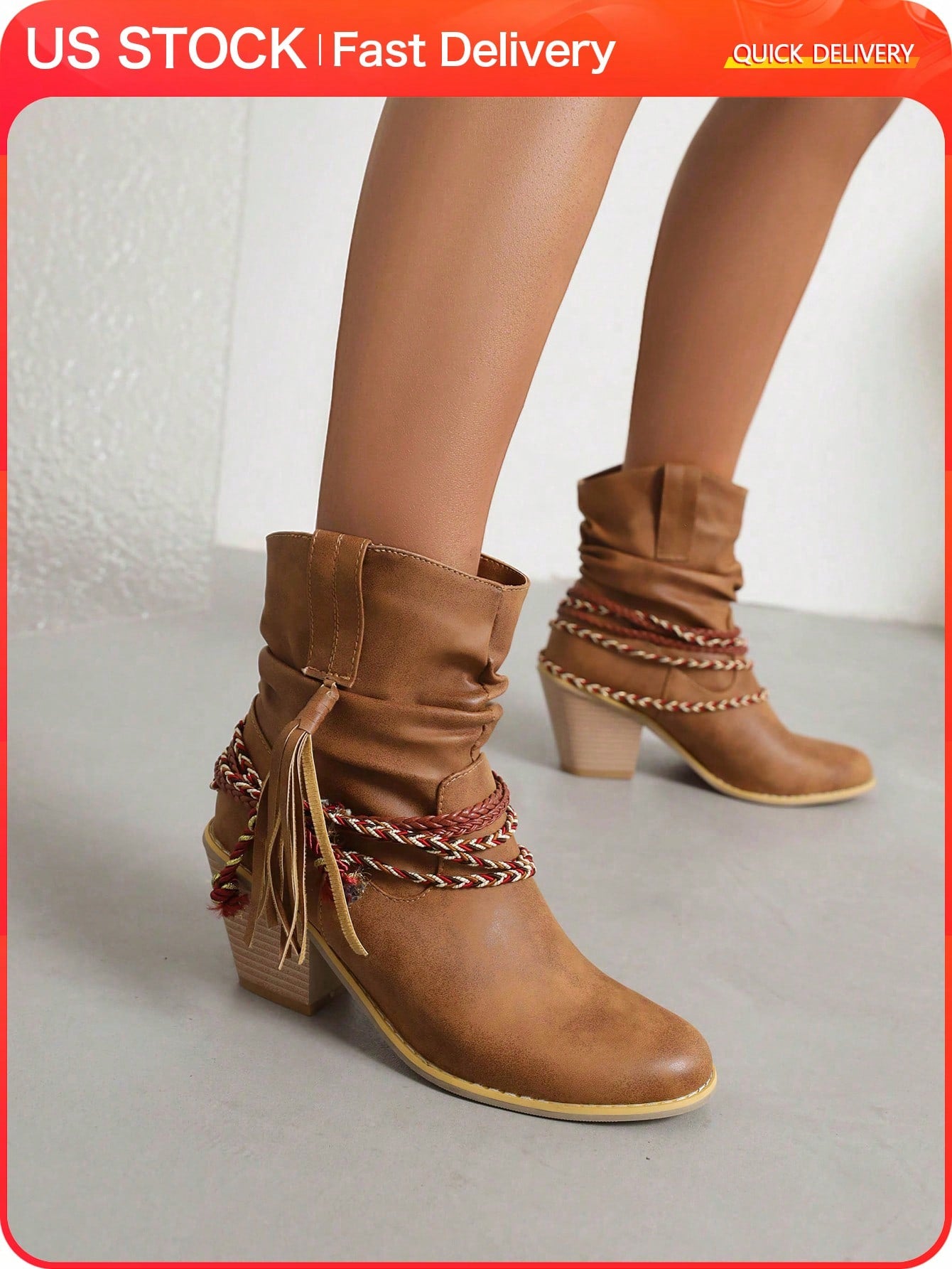 Western Retro Cowboy Boots, Fringed Short Boots Worn Over Classic Short Boots