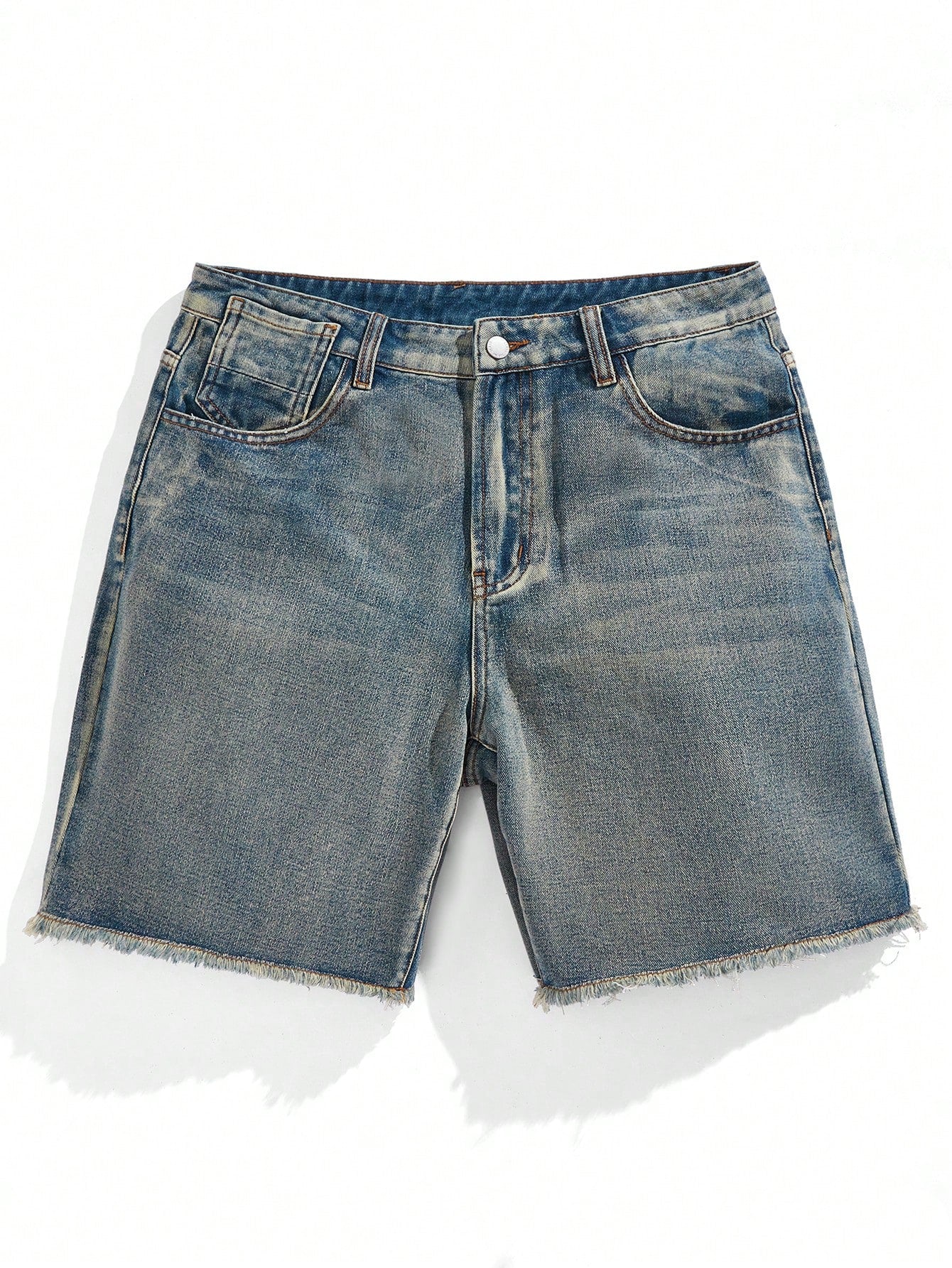 Men's Light Blue Retro Tie Dye Denim Casual Straight Shorts