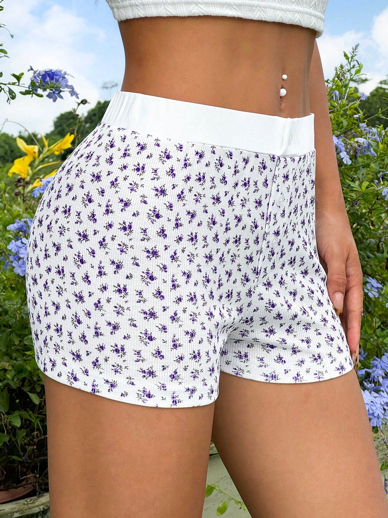 Summer Casual Strawberry Printed Patchwork Slim Fit Ultra-Short Shorts