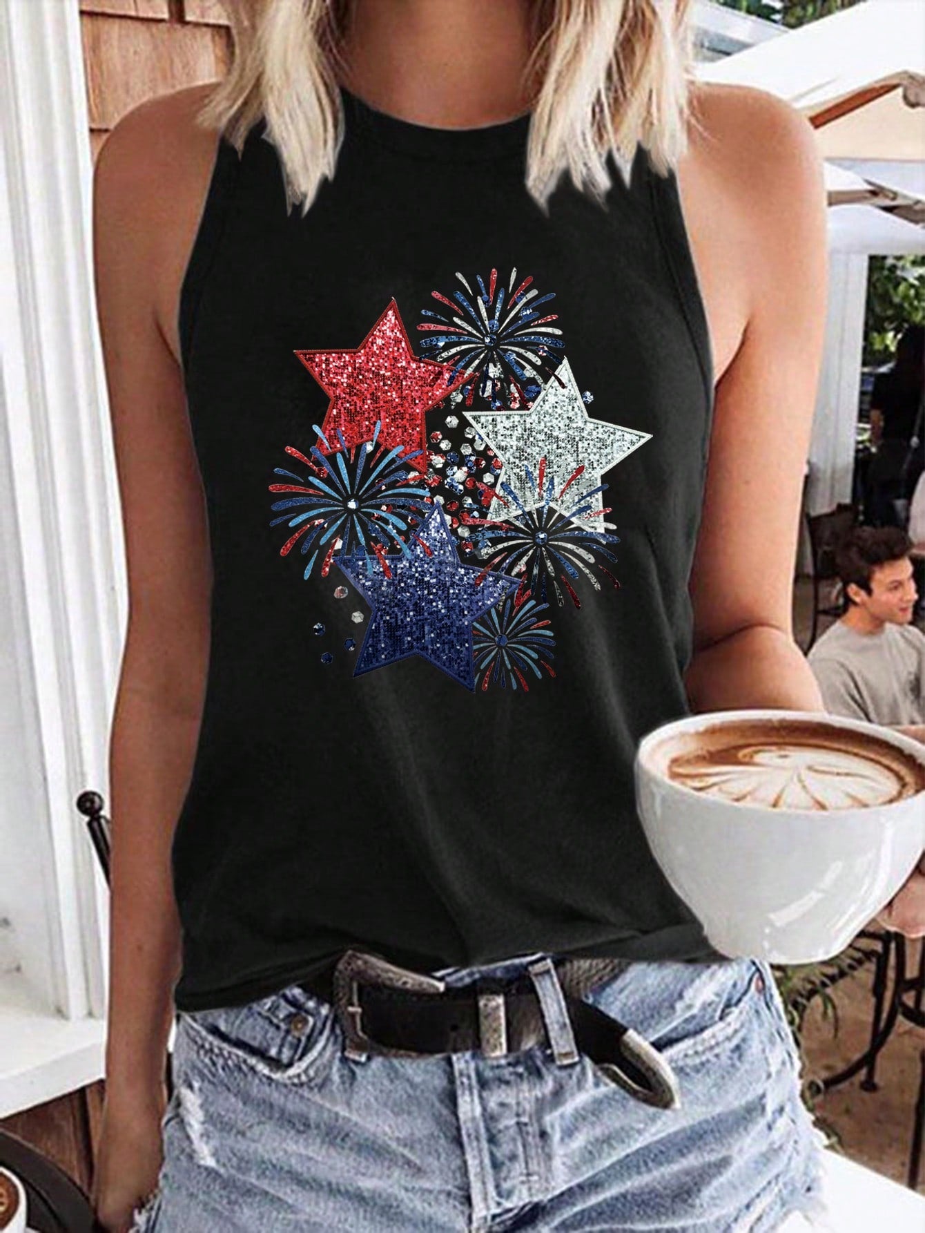 Women's Sunflower & Letter Printed Tank Top