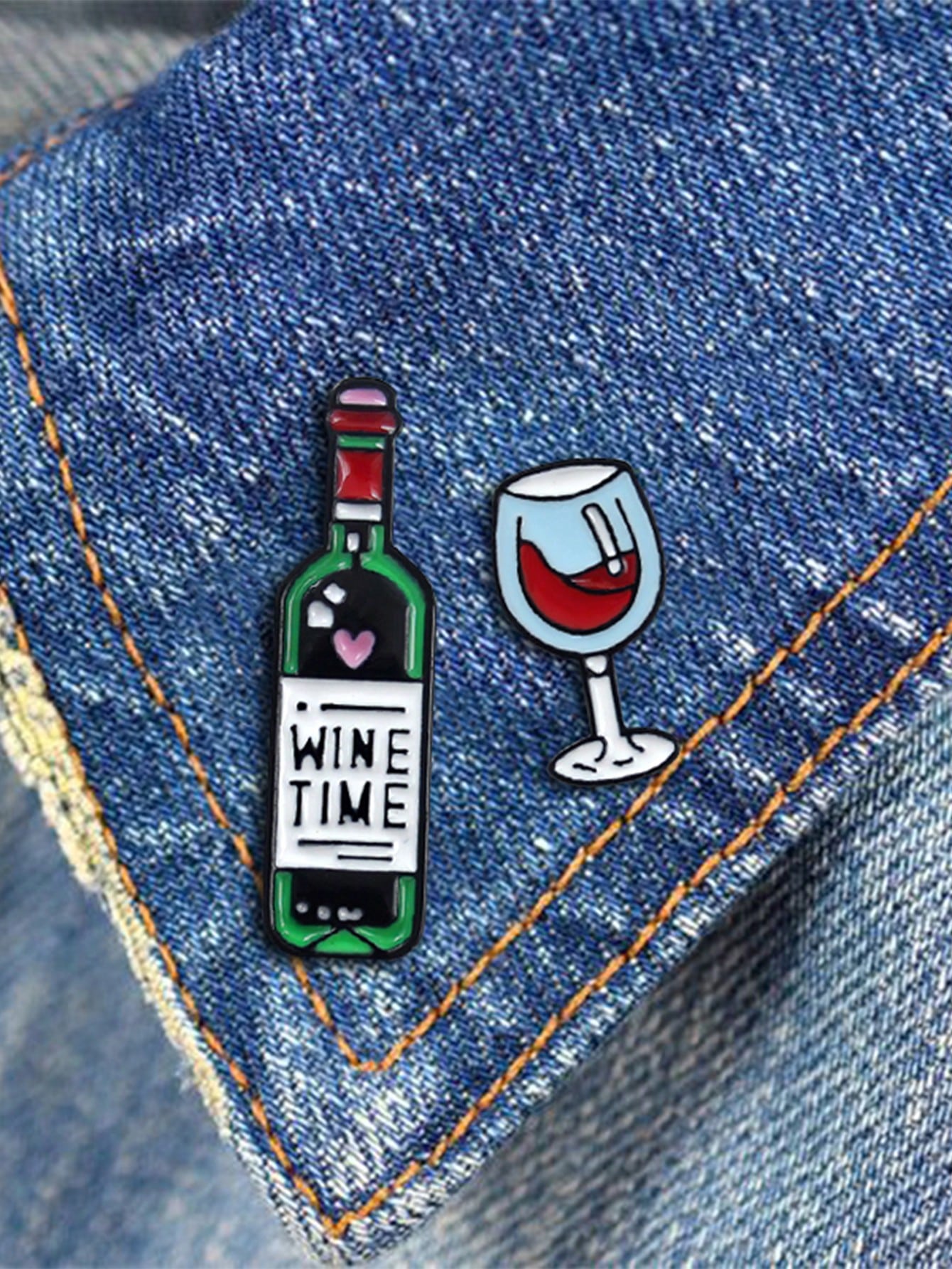 1pc Cartoon Oil Drop Brooch Pin Red Wine Glass Scarf Clip Badge