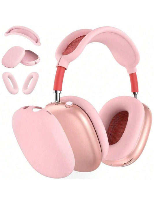 1 Set Silicone Case Cover Compatible With Airpods Max Headphones, Anti-Scratch Ear Pad Case Cover/Ear Cups Cover/Headband Cover Compatible With Airpods Max, Accessories Soft Silicone Skin Protector Compatible With Apple AirPods Max (Pink)