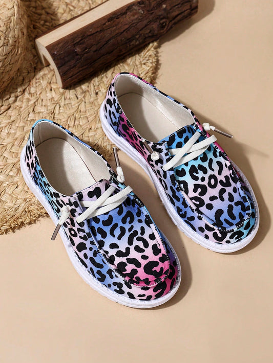 2024 New Arrival Cloth Surface Kids' Sneakers, Lightweight Leopard Print Shoes With Retro Lace-Up Design, Unisex Chinese-Style Sports Shoes, Anti-Slip Soft Bottom Cloth Shoes