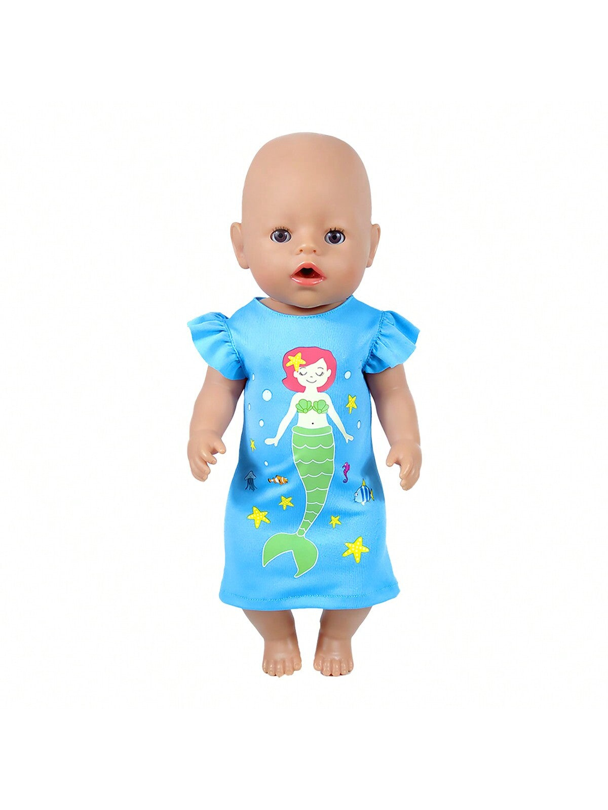 14-18 Inch  Fly Sleeved Dress With Mermaid Patterned,1 Dress( Doll Not Inclued)