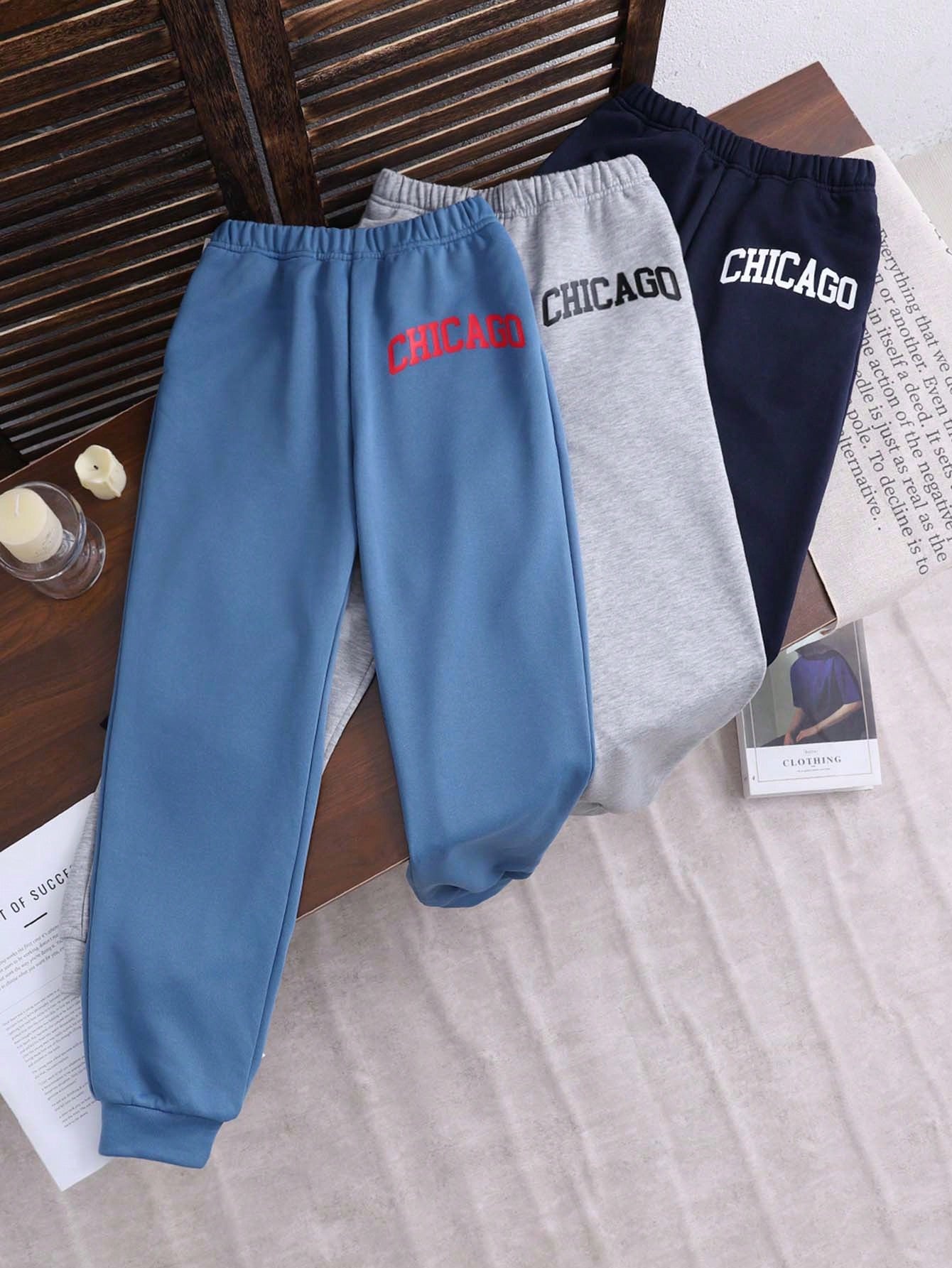 3pcs Loose Fit Casual Sweatpants Set With Letter Print And Drawstring Waist, For Tween Girls