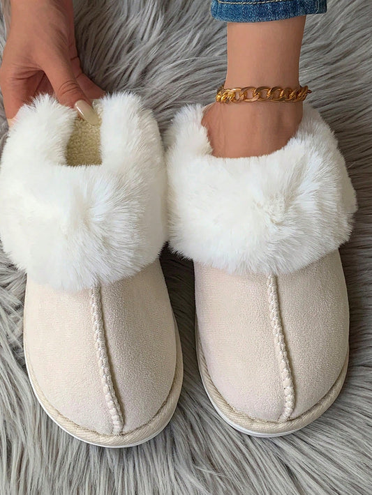 2024 Autumn/Winter New Furry Slippers, Fashionable Indoor Closed-Toe Slippers