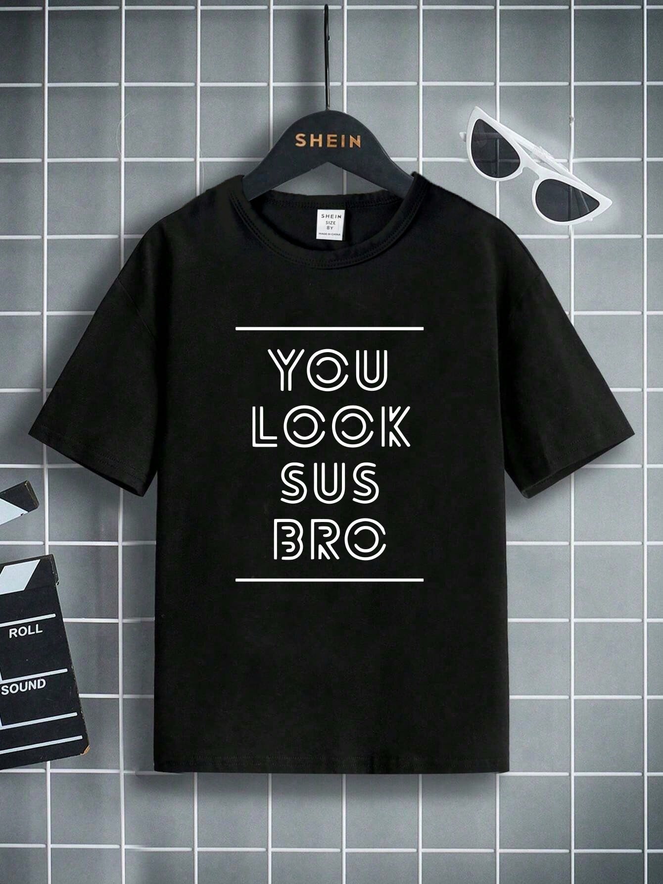 Boys' Casual Basic Round Neck Short Sleeve T-Shirt With Simple Letter Slogan Print