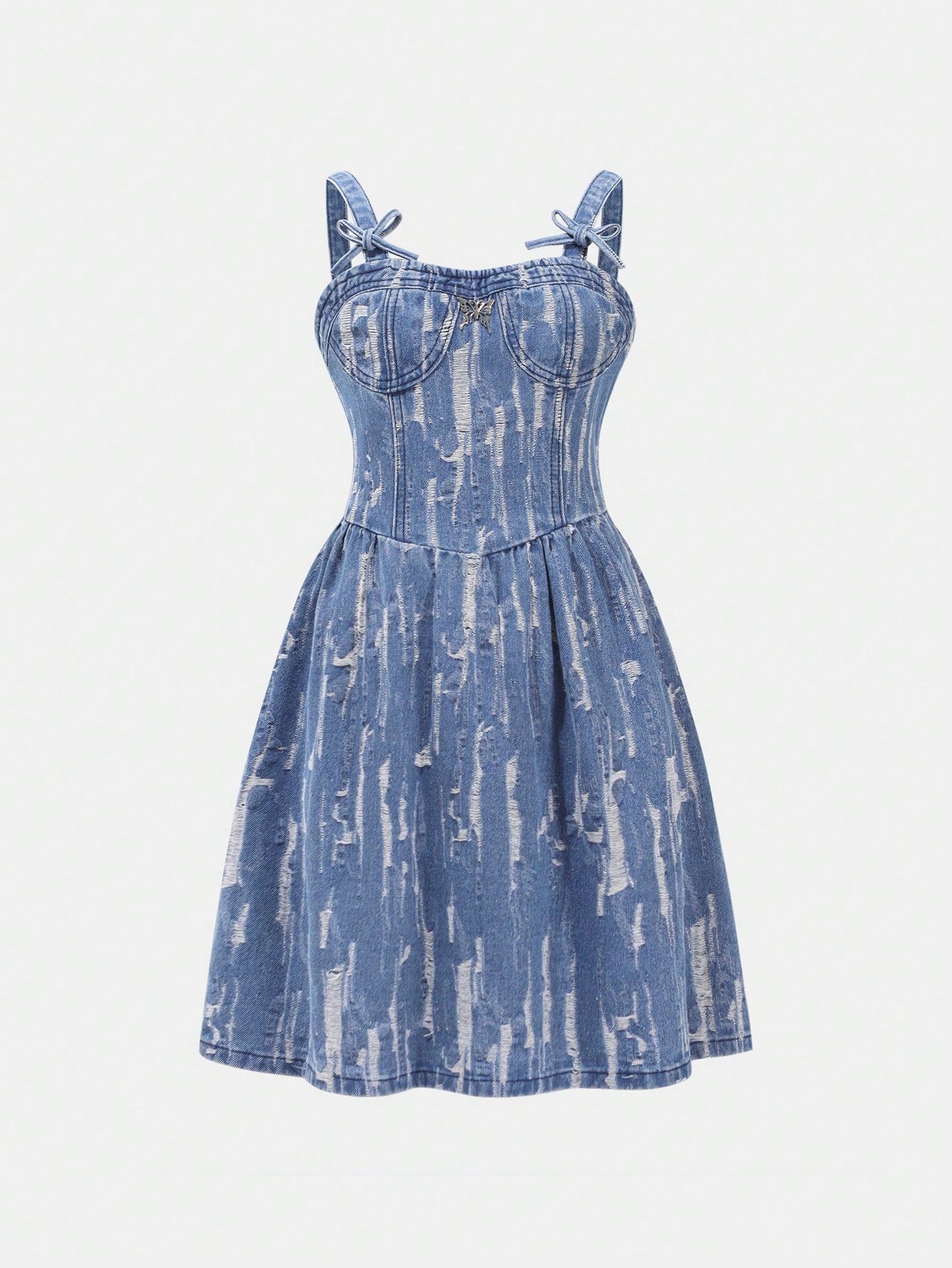 Girls' Fashionable Cute Denim Sleeveless Dress, Elastic-Free And Versatile