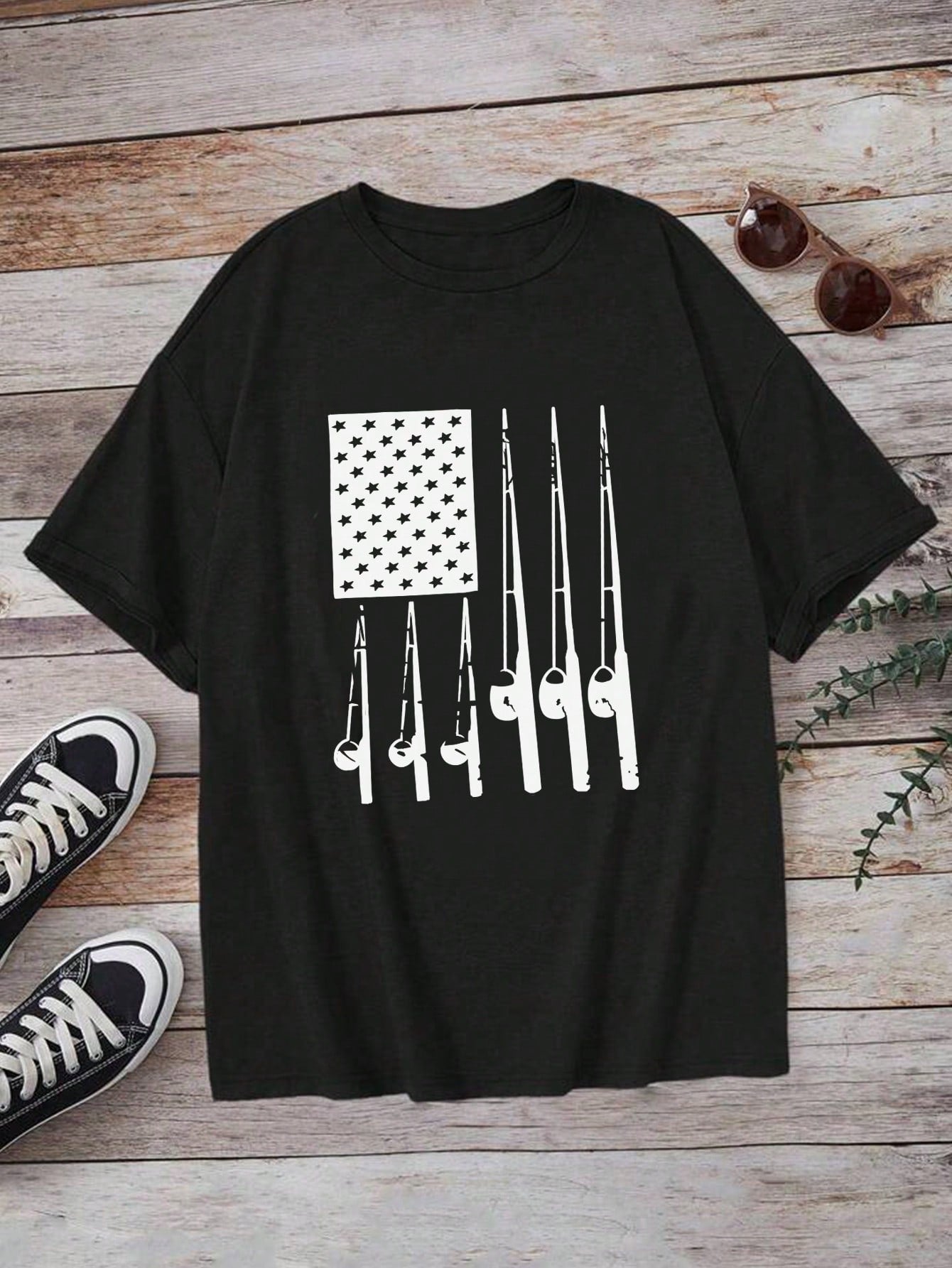 Tween Boy 2024 New Summer Casual American Flag Print Round Neck Short Sleeve T-Shirt