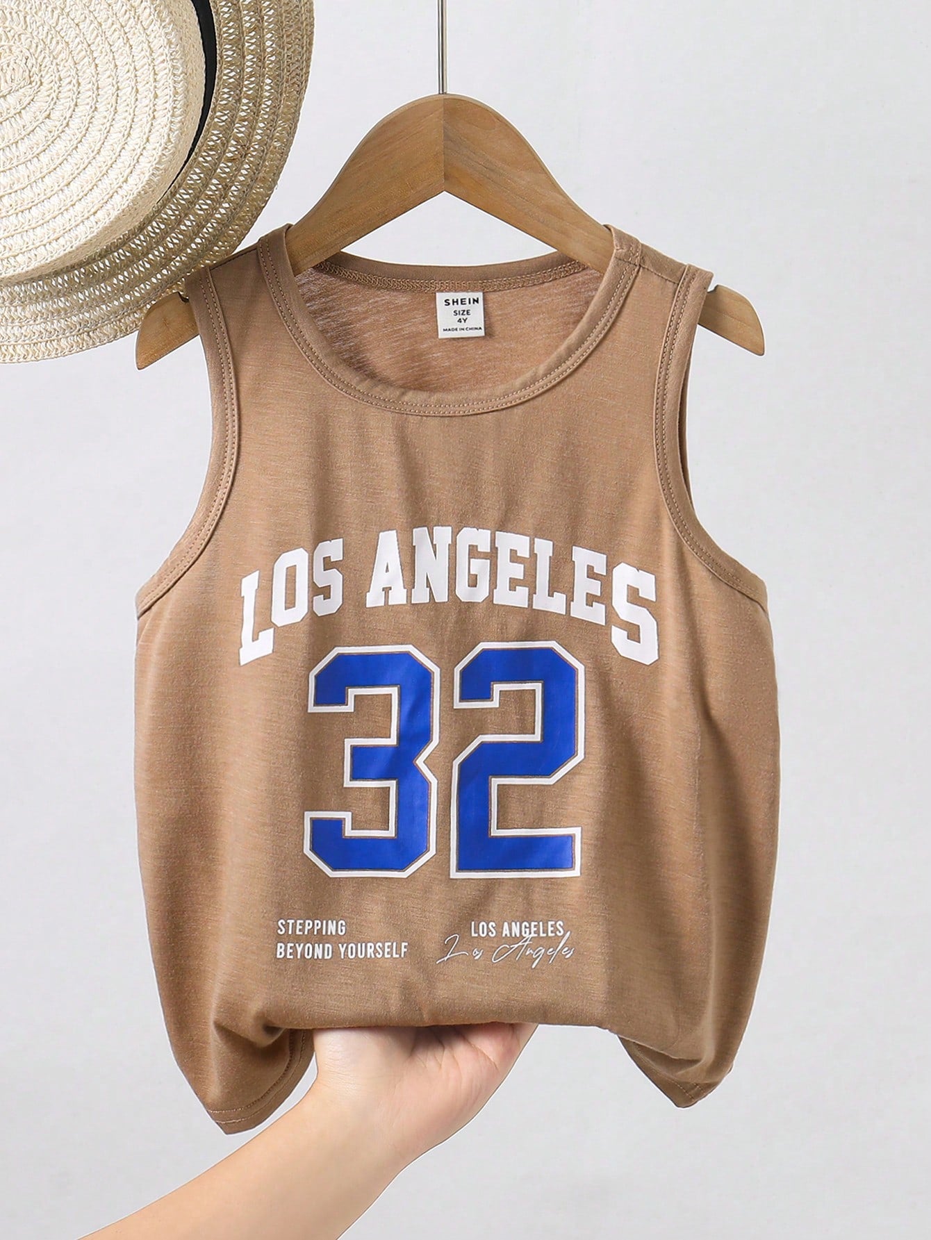 Young Boy Casual Letter & Number Printed Sleeveless Knit Tank Top