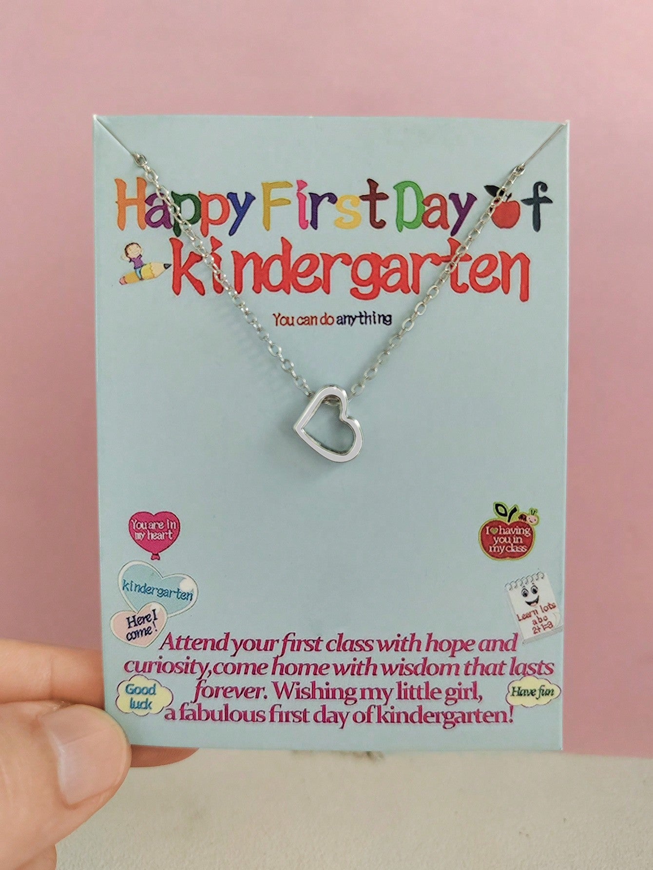 Back To School Necklace For Girls First Day Of School Gift For Daughter Niece Heart  Necklace For Little Girl From Mom Daughter