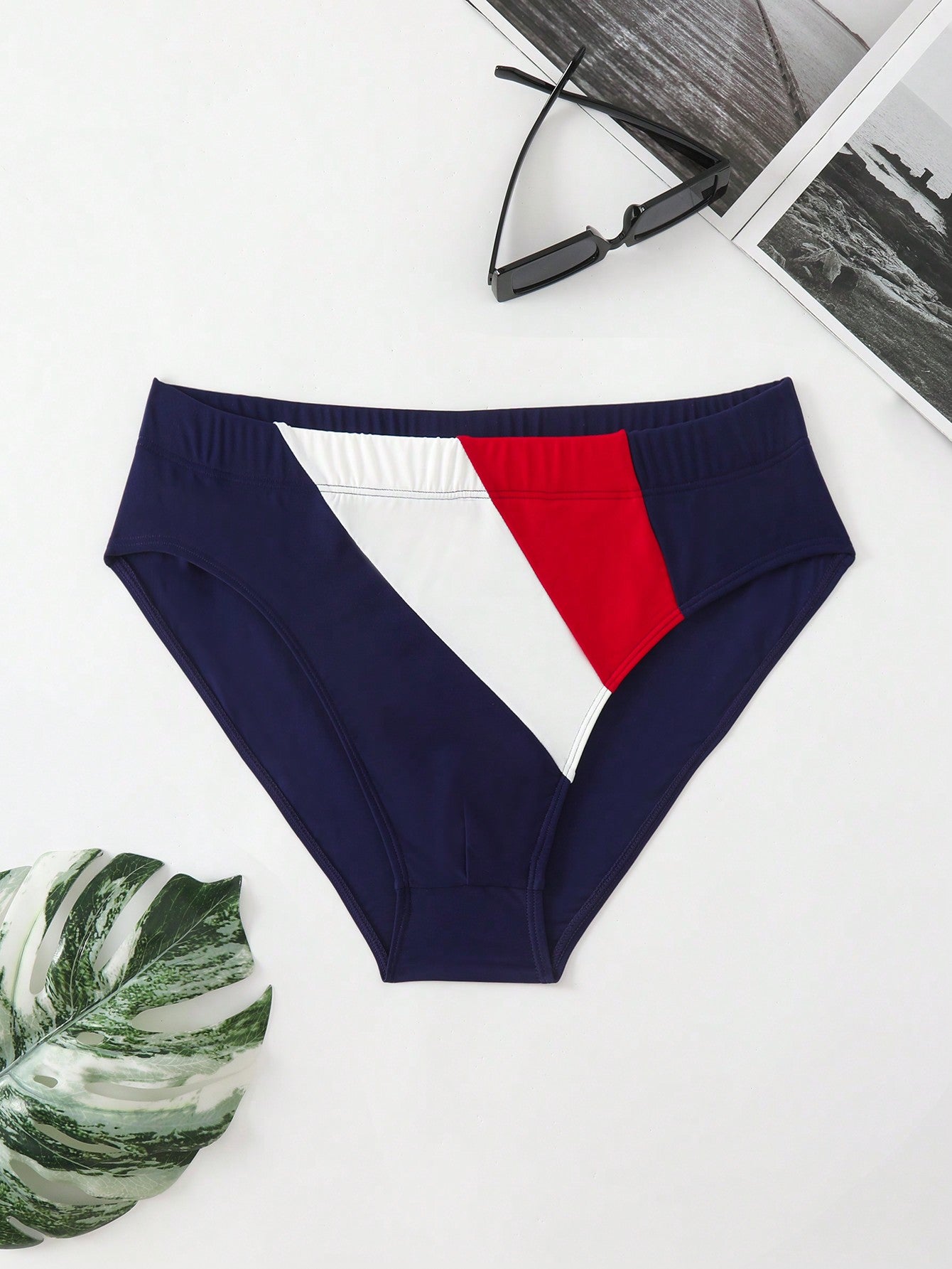 Men Colorblock Summer Beach Swim Brief