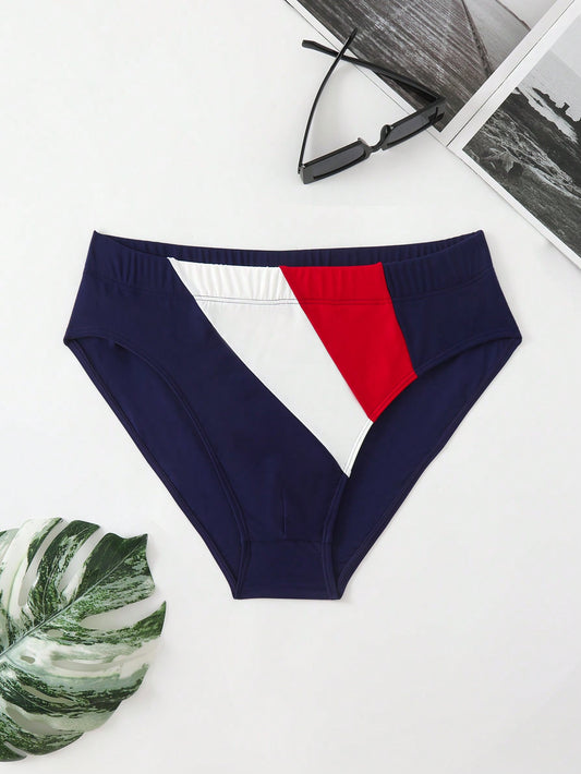 Men Colorblock Summer Beach Swim Brief