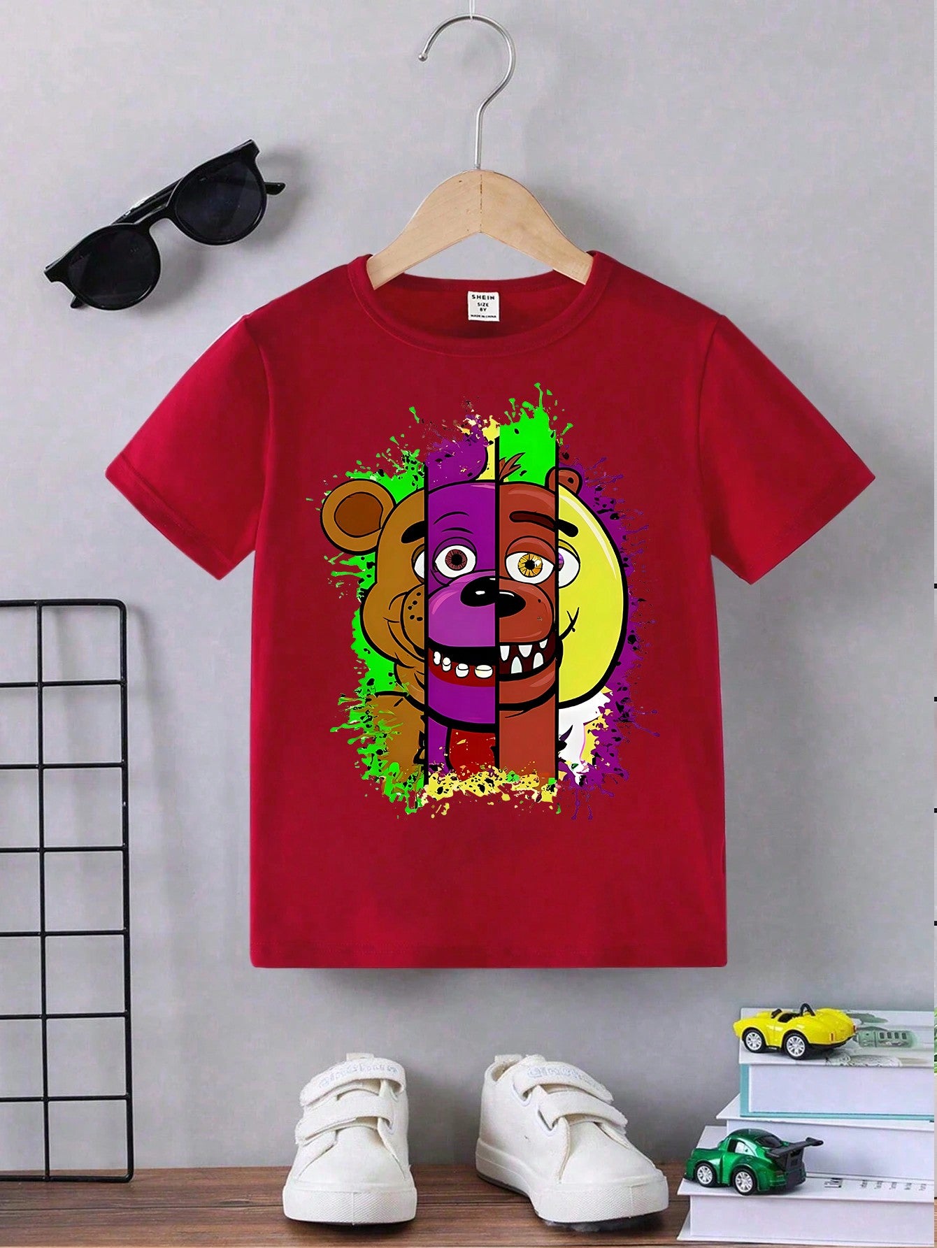 Young Boy Casual Cute Cartoon Design Round Neck Short Sleeve T-Shirt